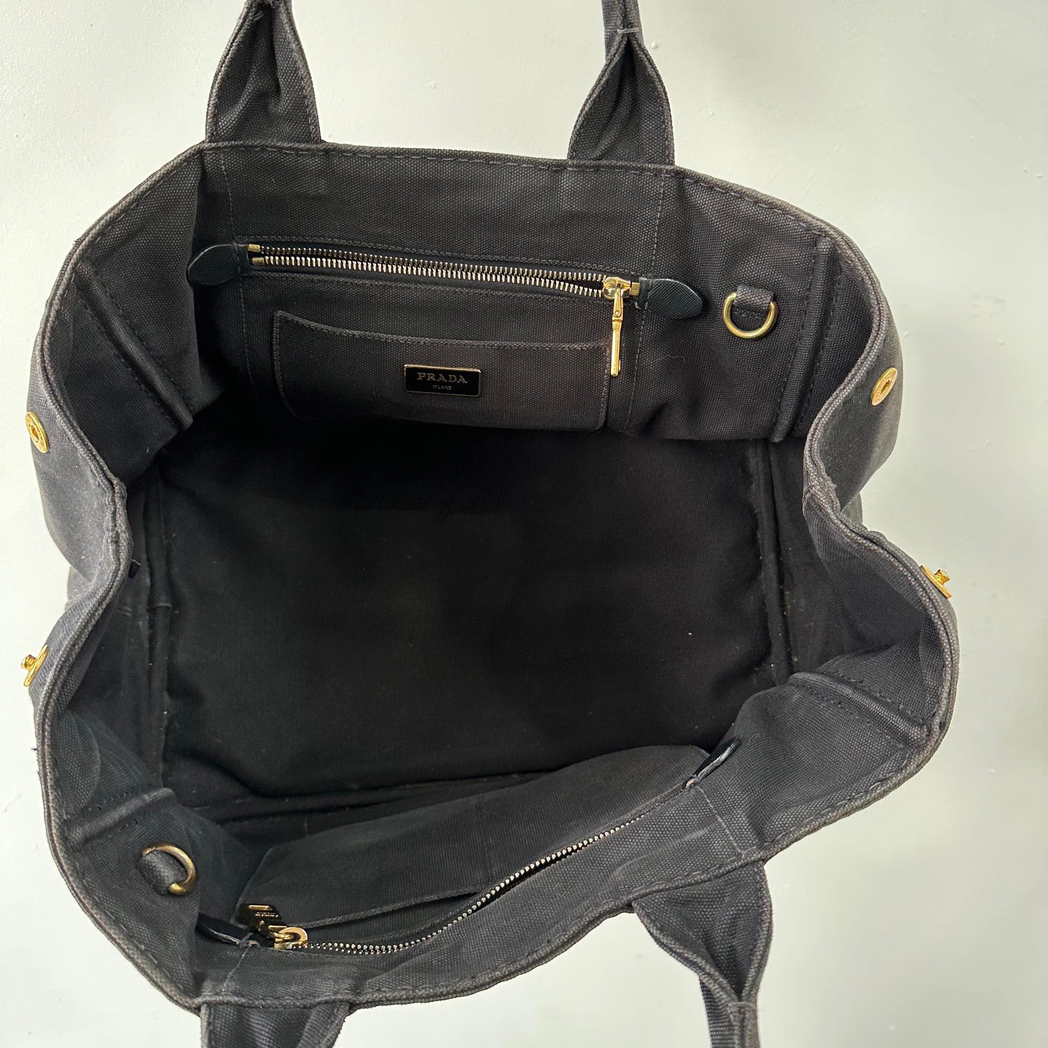Prada Canapa Large Tote Bag Black