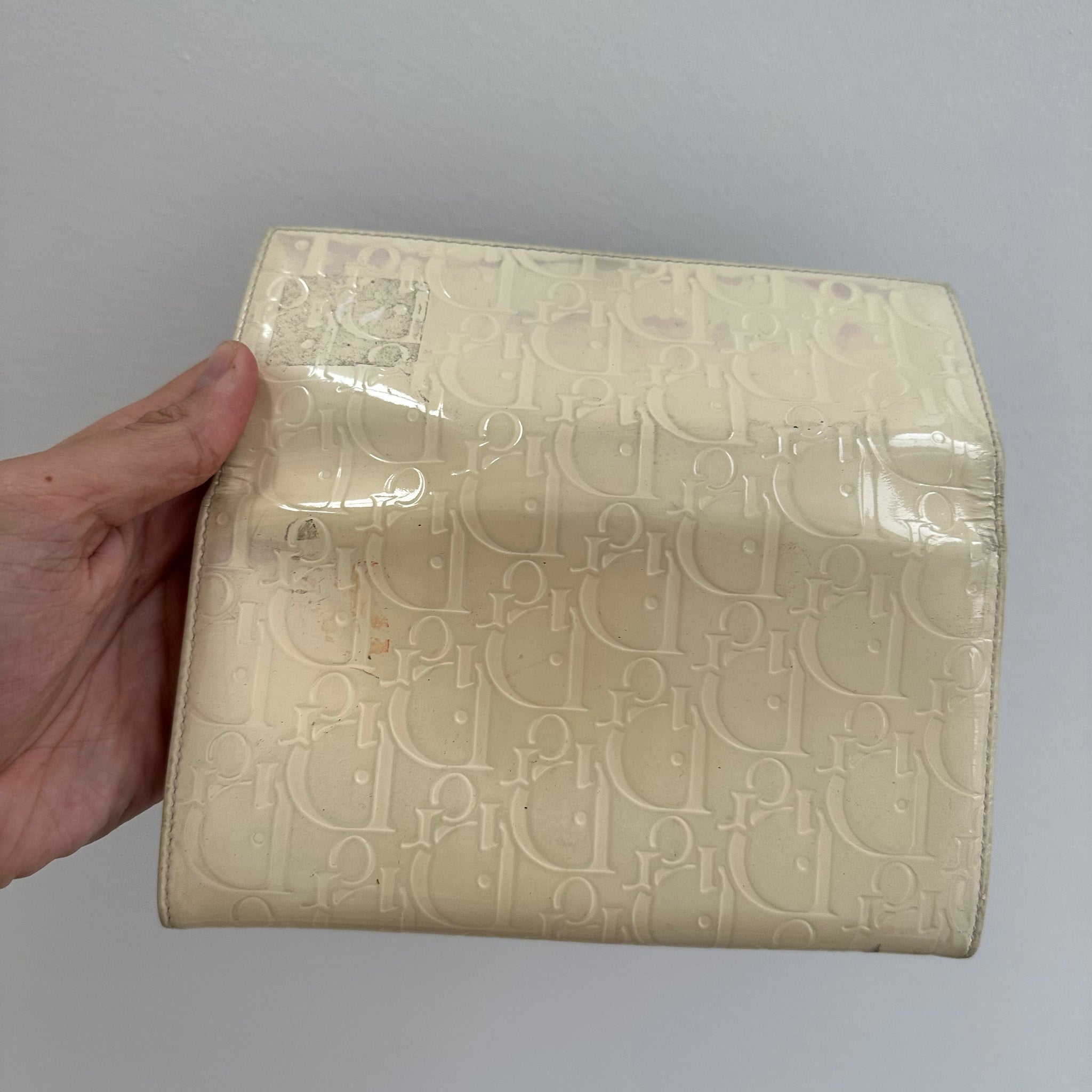 Dior Cream Logo Print Long Wallet