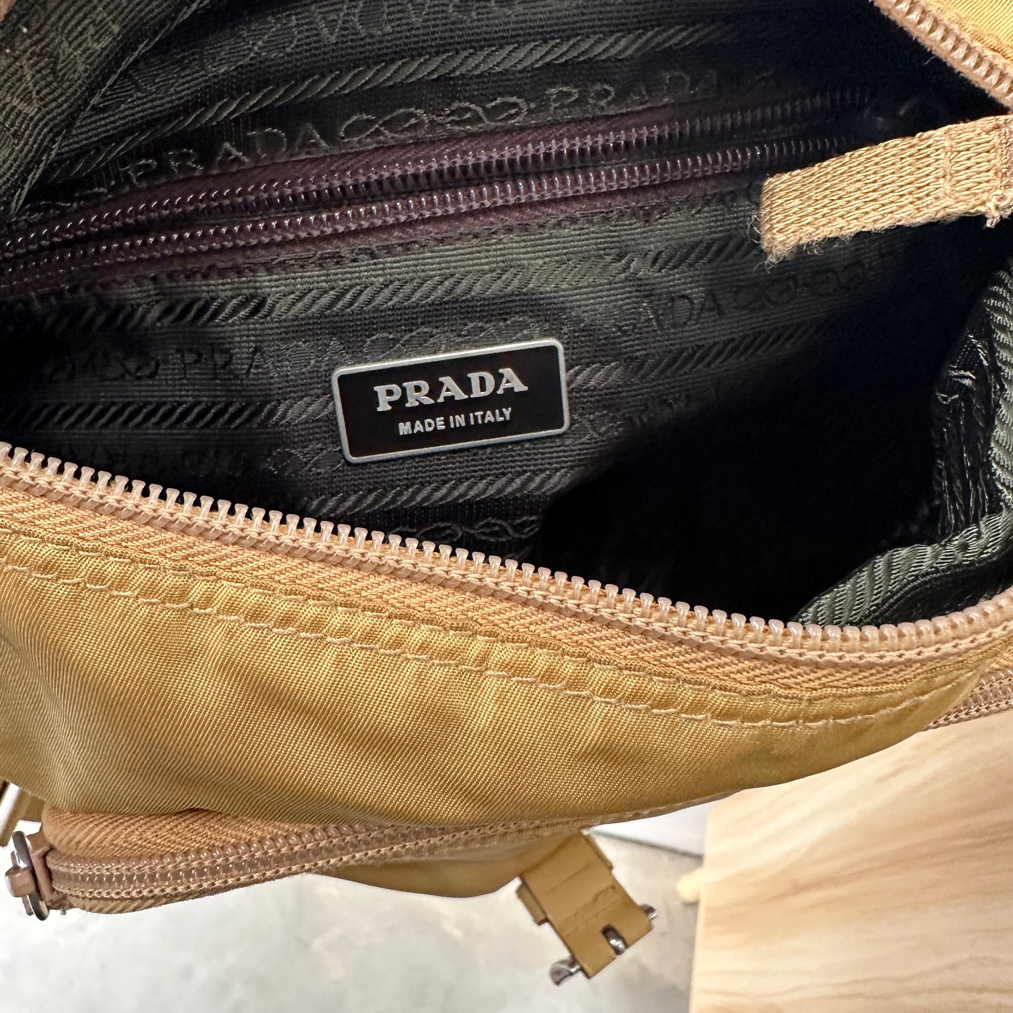 Prada Beige Front Buckle Messenger Bag