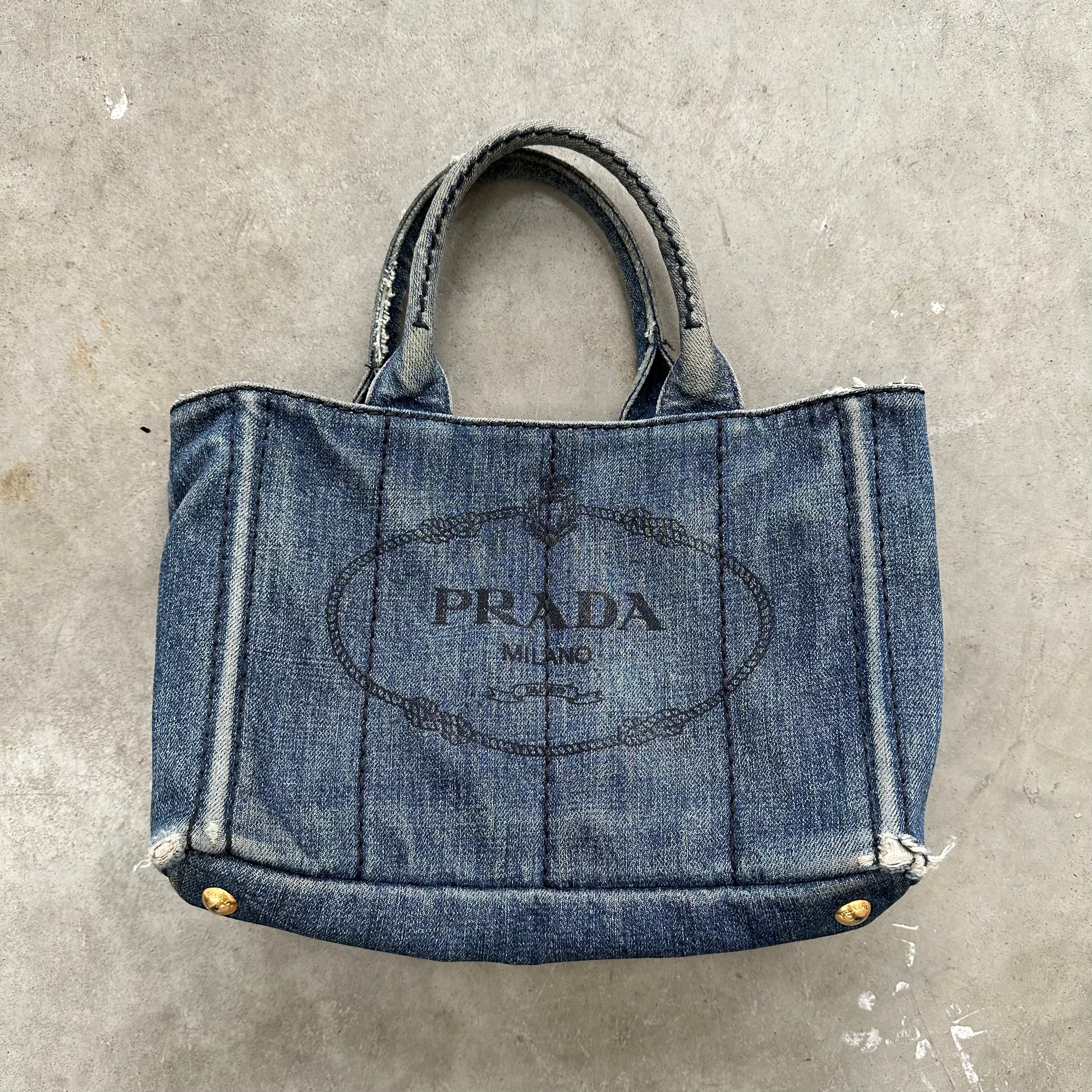Prada top denim handbags