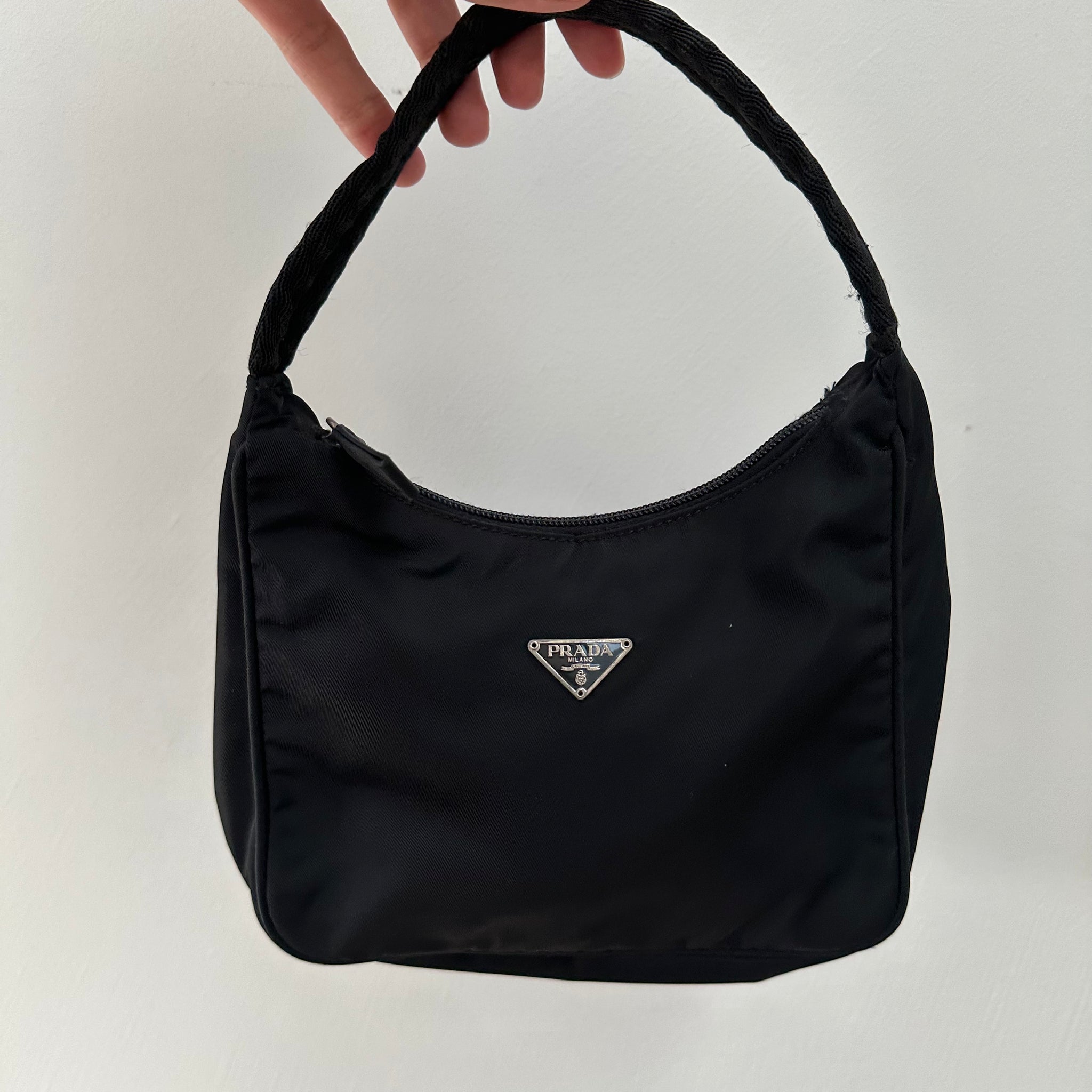 Prada Black Nylon Shoulder Hobo Bag