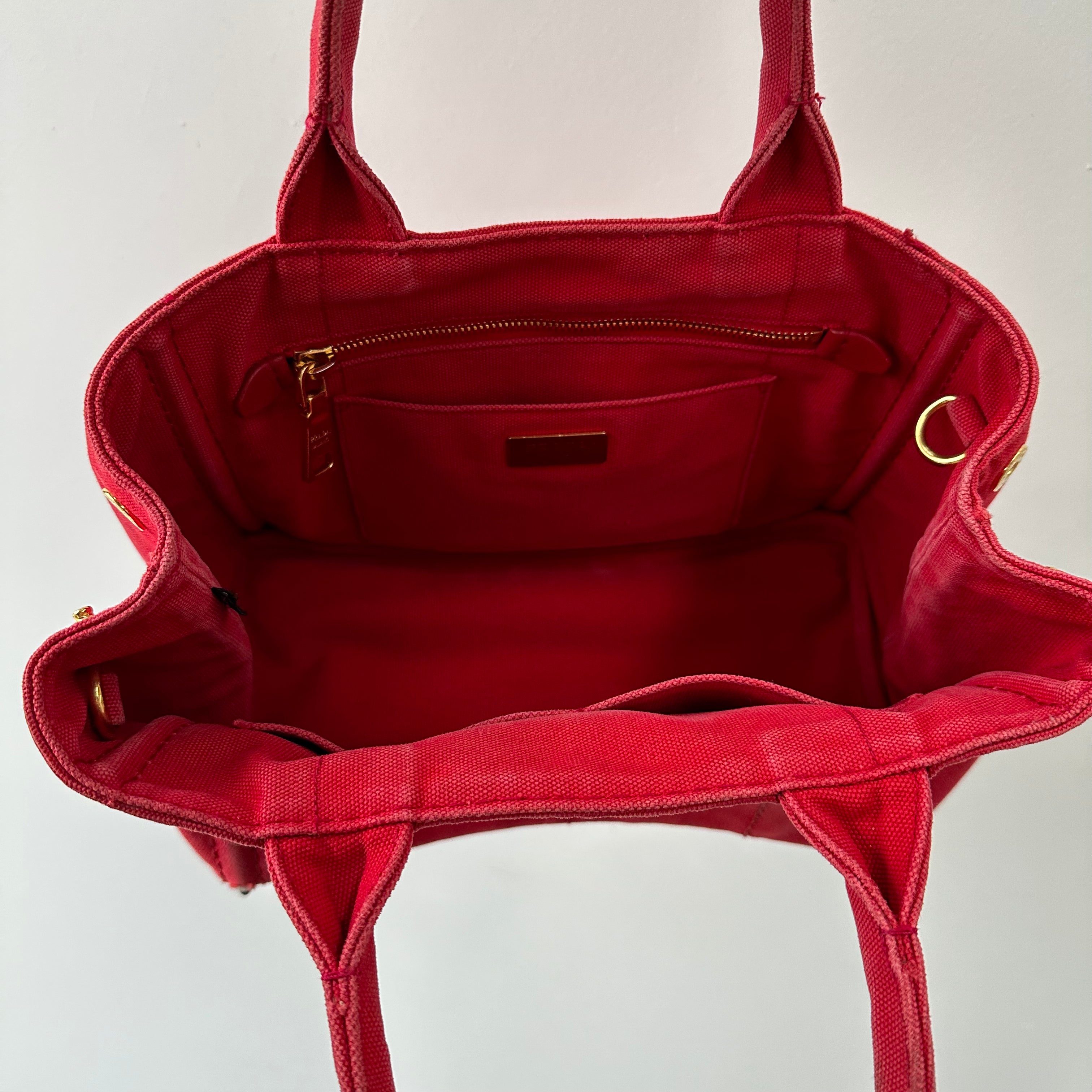 Prada Red Canapa Tote Bag