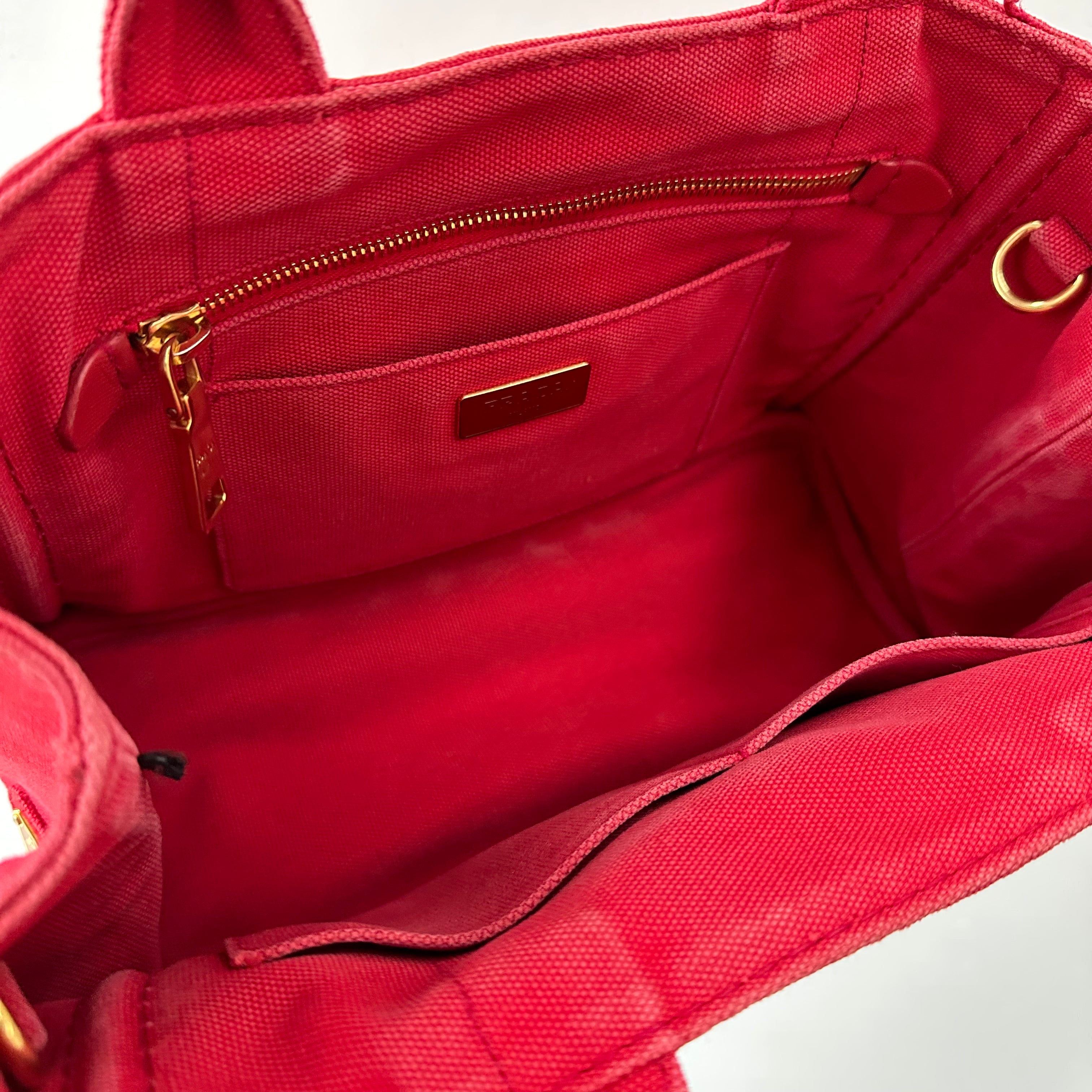 Prada Red Canapa Tote Bag