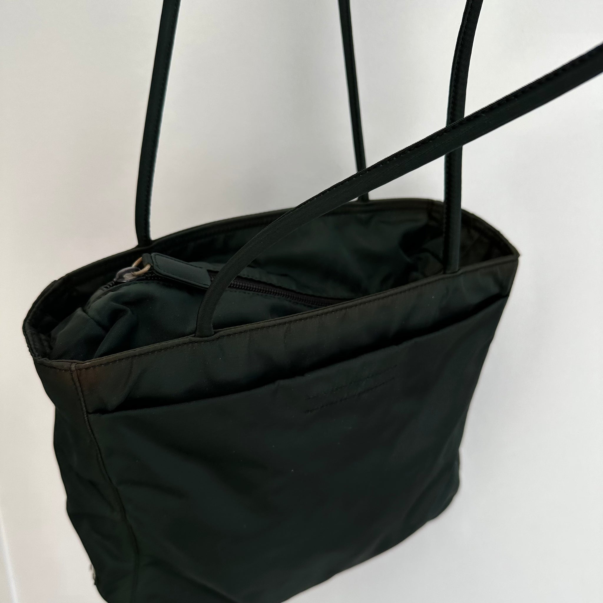 Prada Side Logo Tote Bag Nylon Green