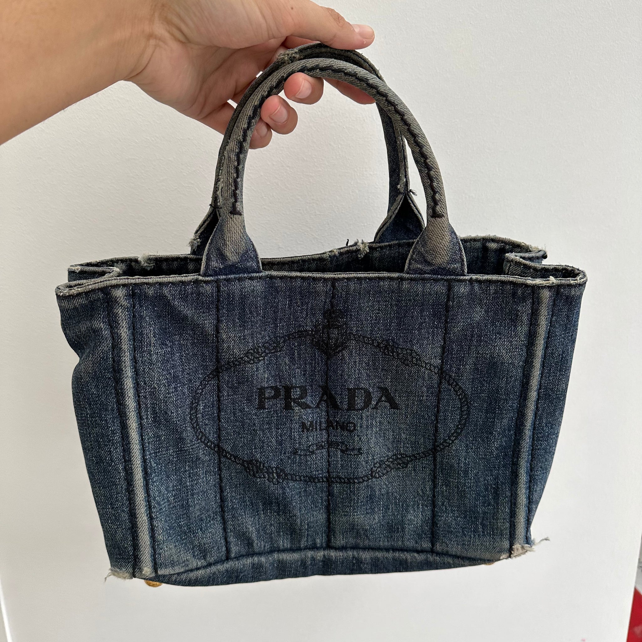 Prada Canapa Mini Tote Bag Denim
