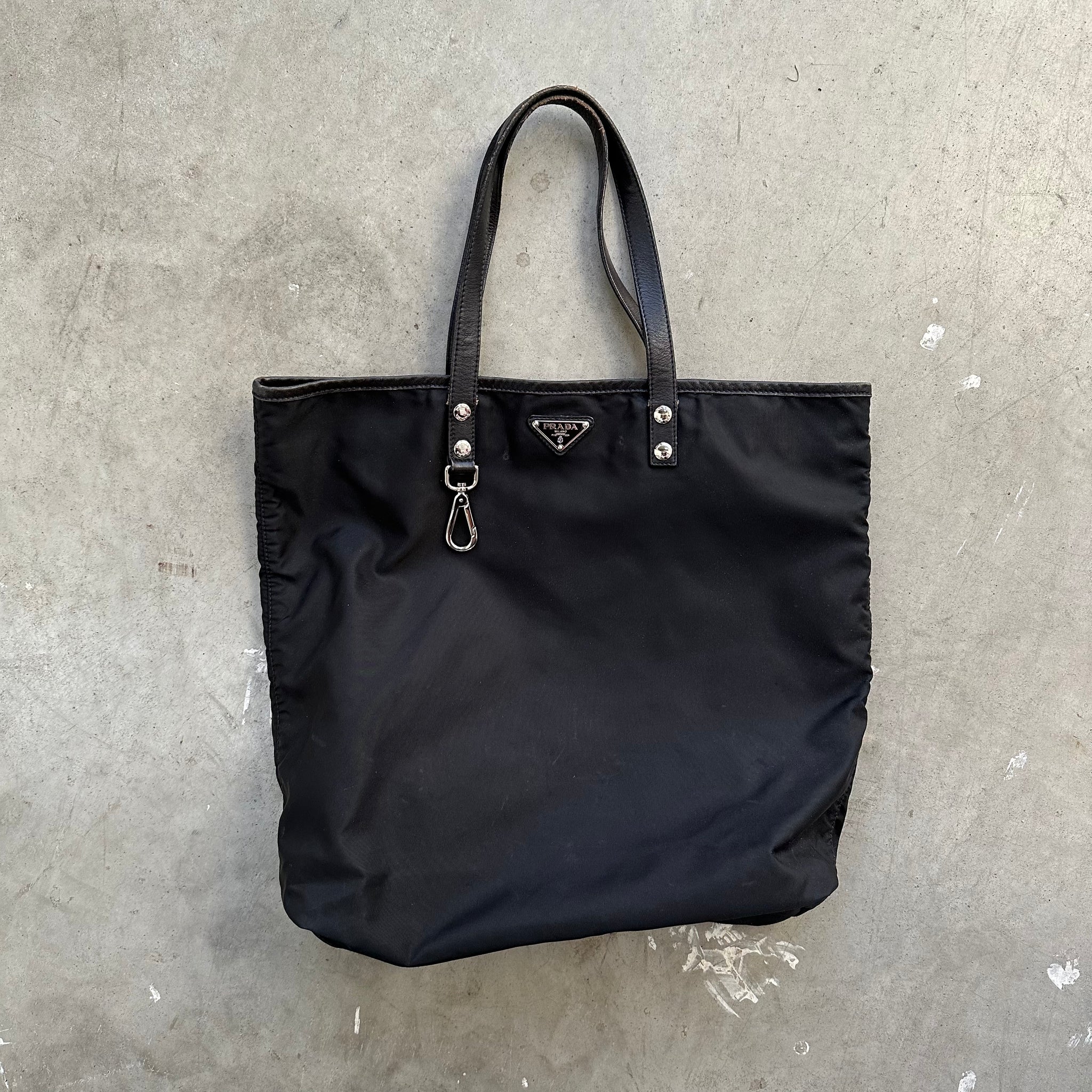 Prada Black Tote Bag with Keychain Clip