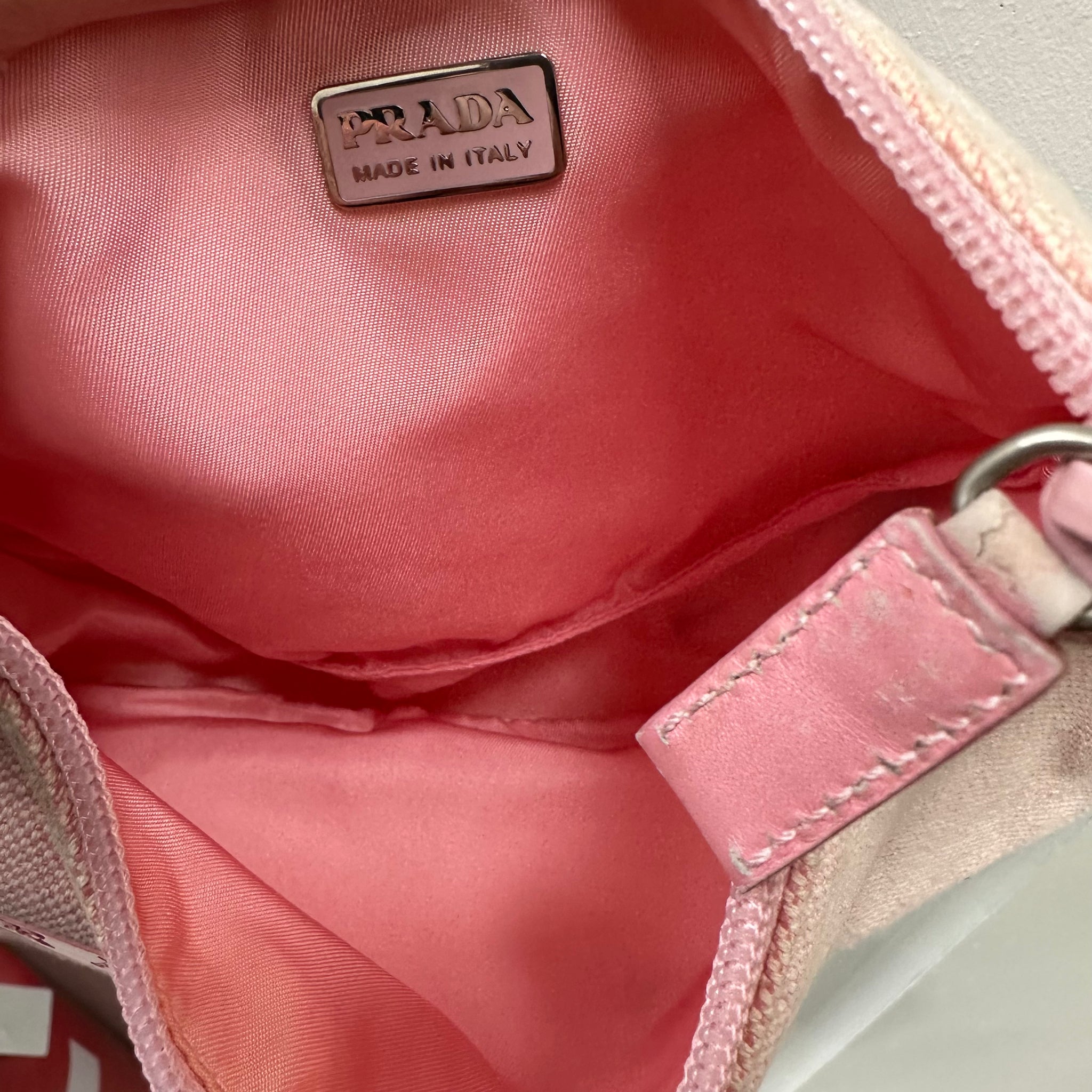 Prada Pink Logo Shoulder Hobo Bag
