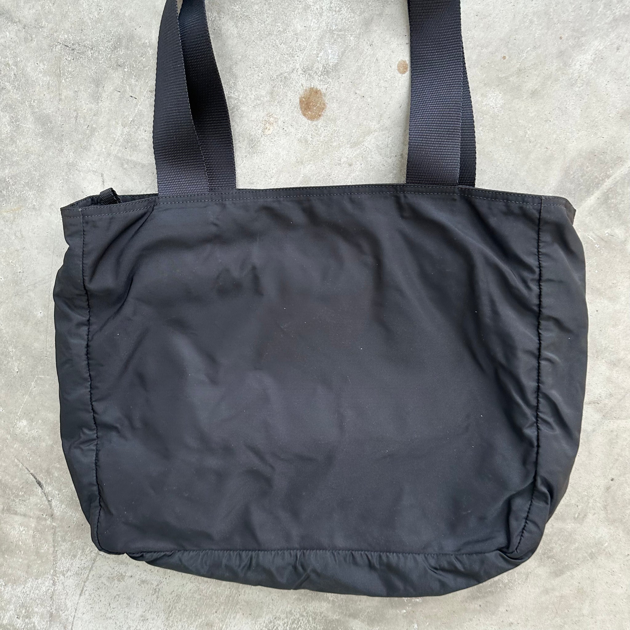 Prada Large Front Zip Tote Bag Black