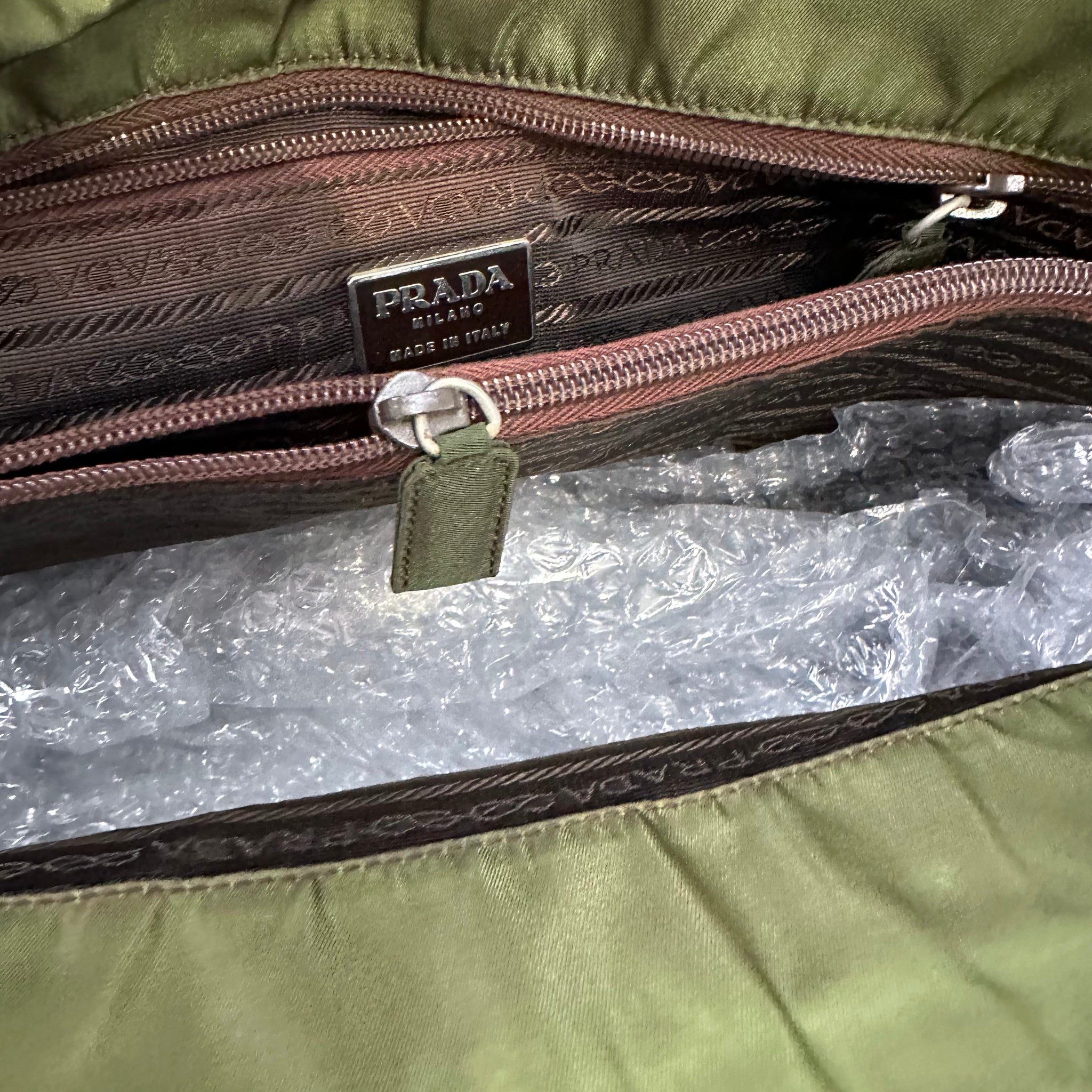 Prada Green Nylon Tote Shoulder Bag