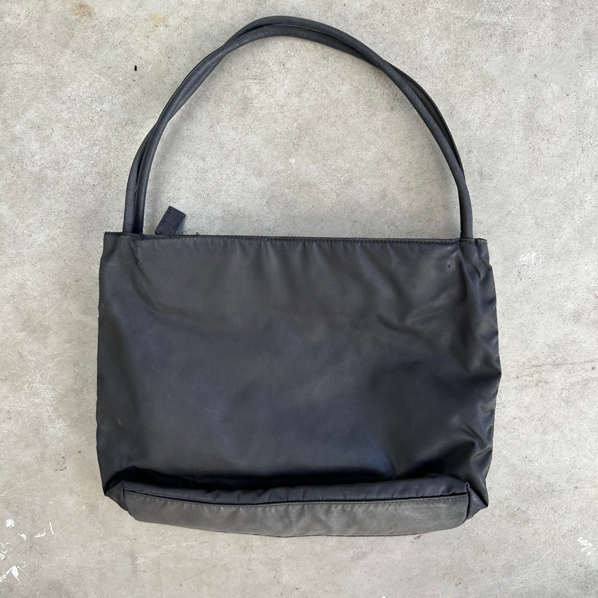 Prada Medium Tote Bag Double Strap Nylon Black