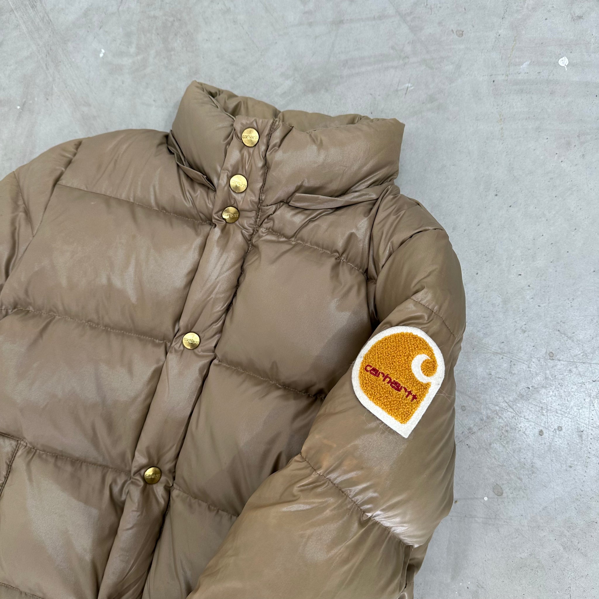 Carhartt Side Logo Brown Puffer Jacket Size M