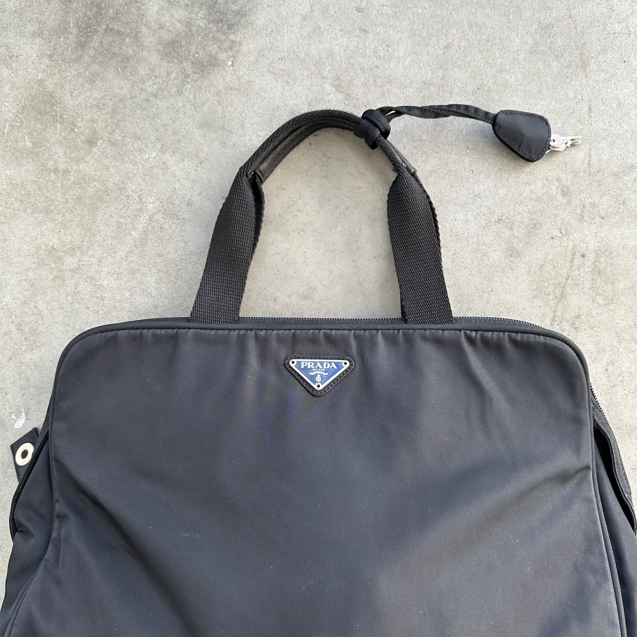 Prada Large Zip Around Hand Bag Nylon Black