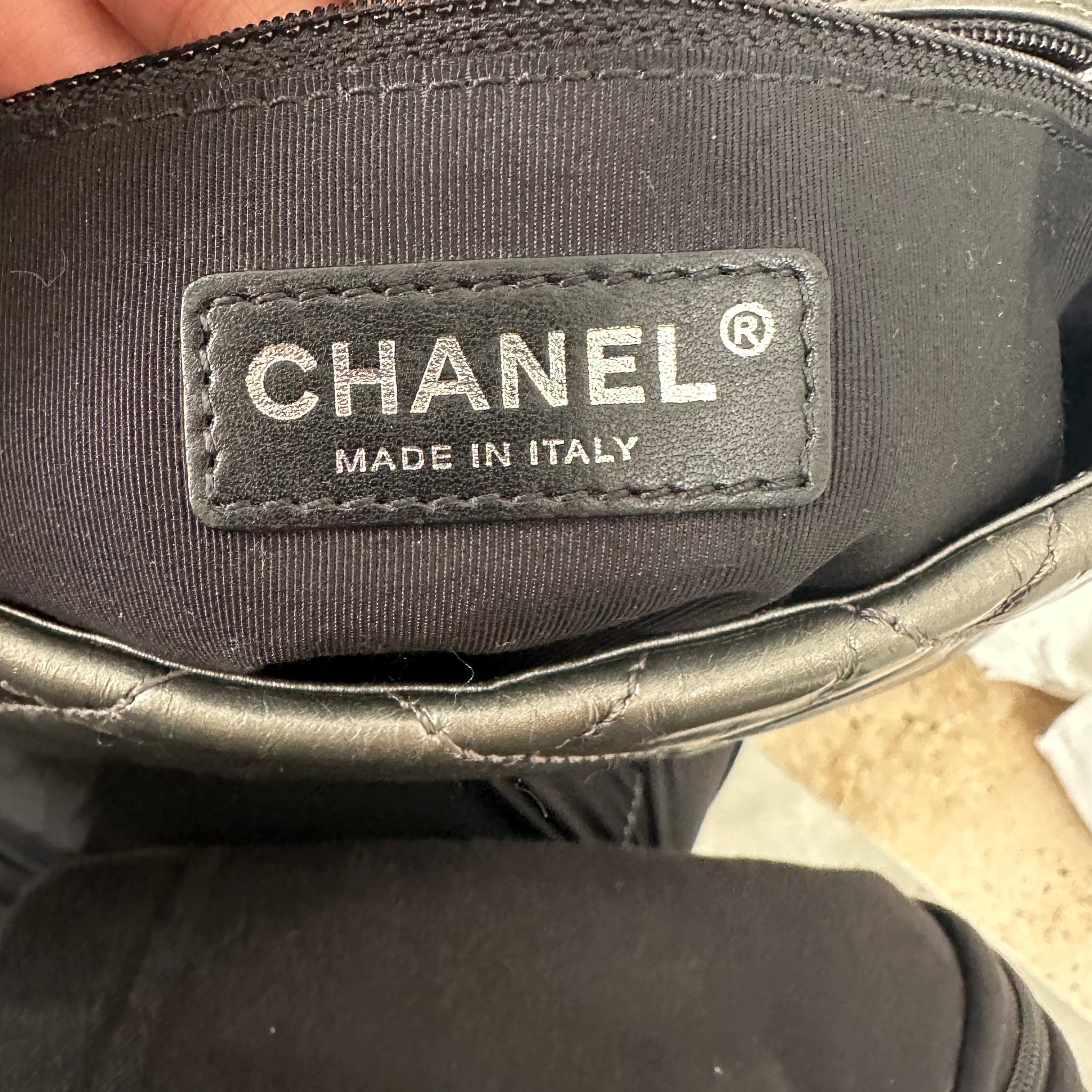 Chanel Grey Quilted Leather Chain Around Flap Bag