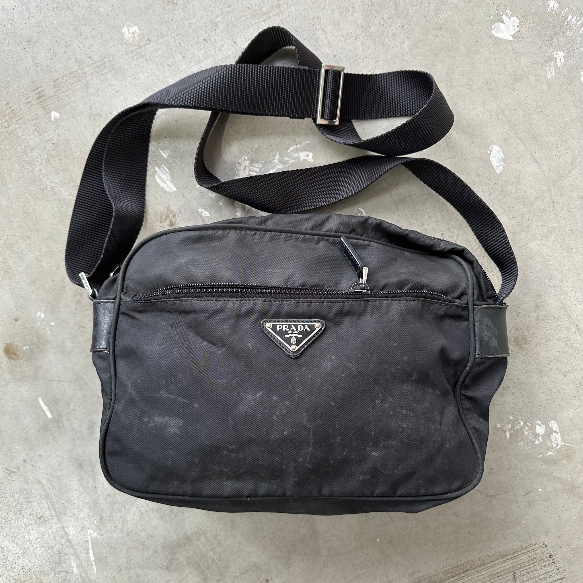 Prada Black Messenger Nylon Bag
