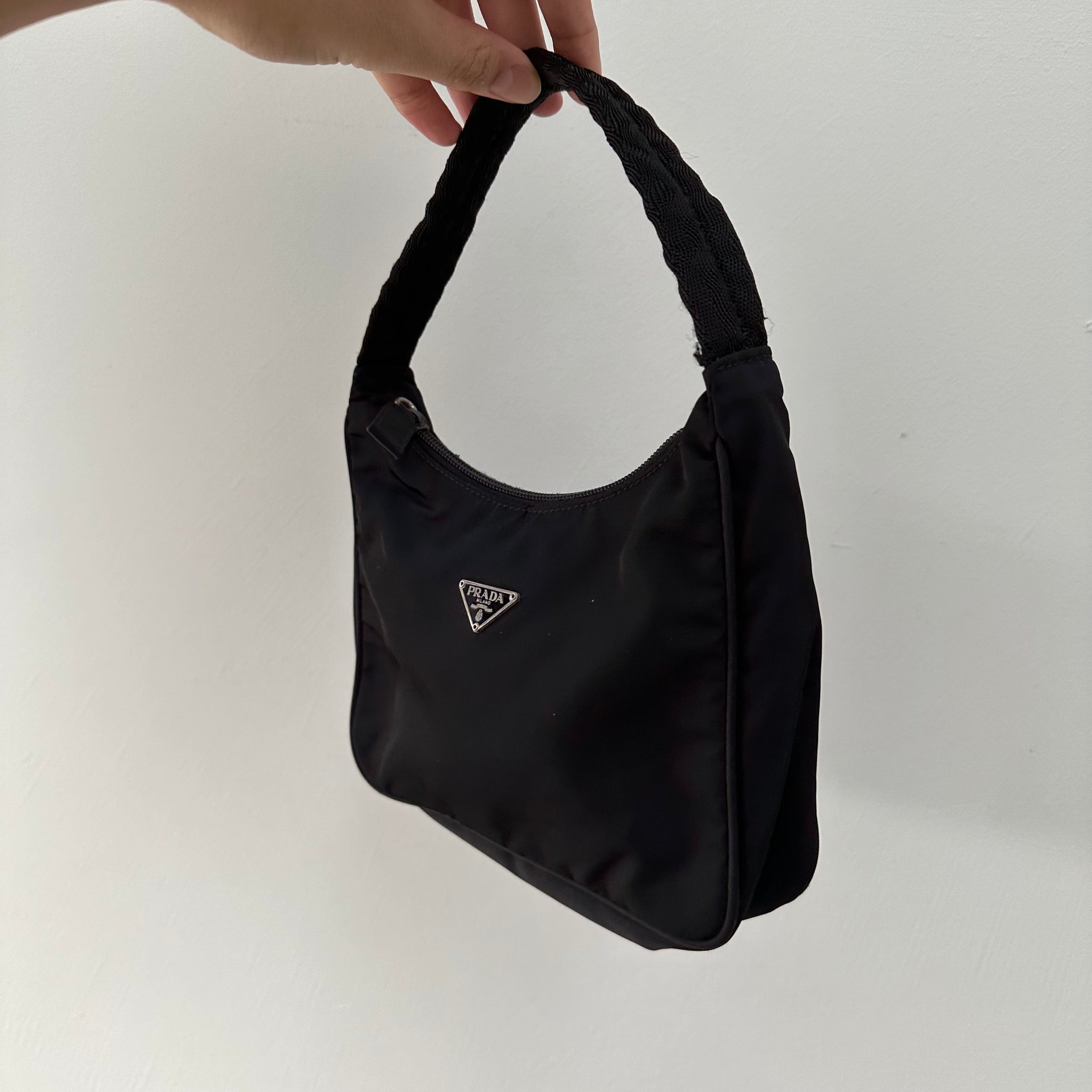 Prada Black Nylon Shoulder Hobo Bag