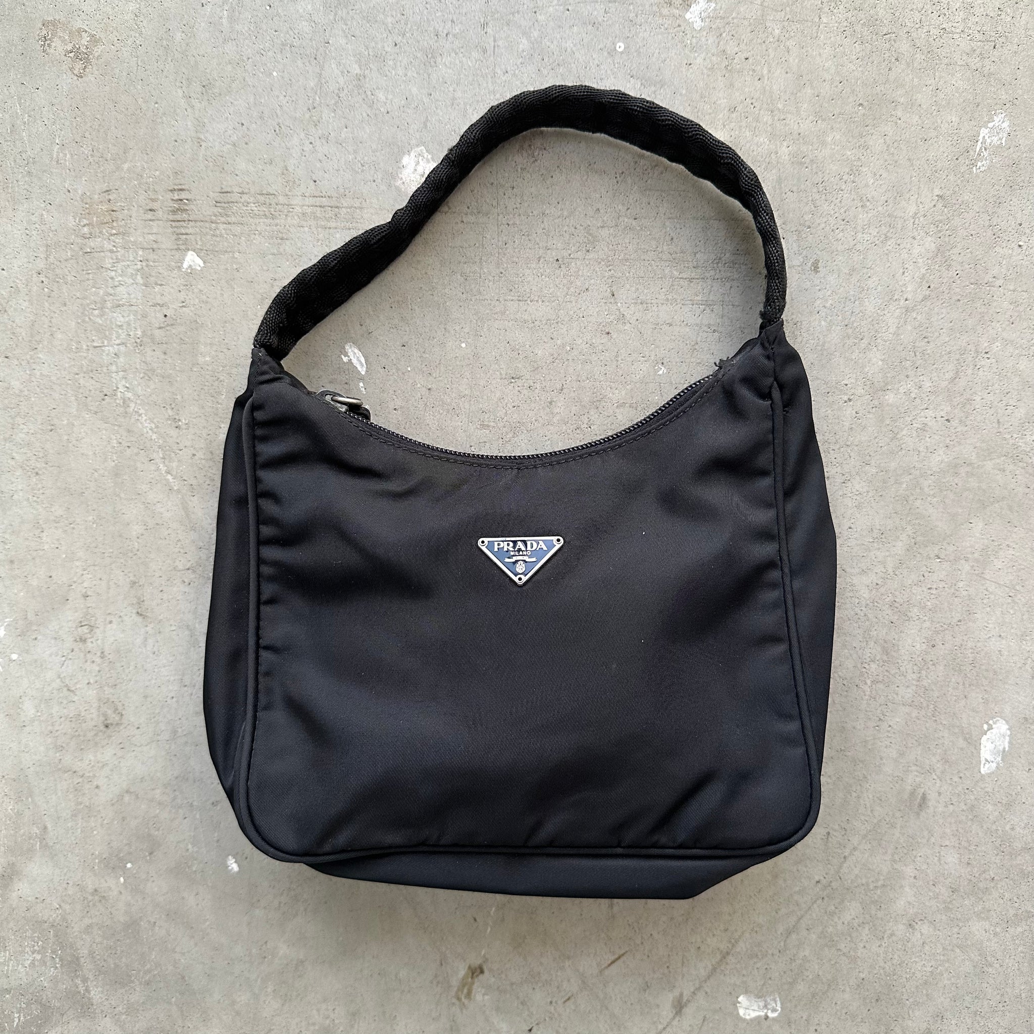 Prada Black Nylon Shoulder Hobo Bag