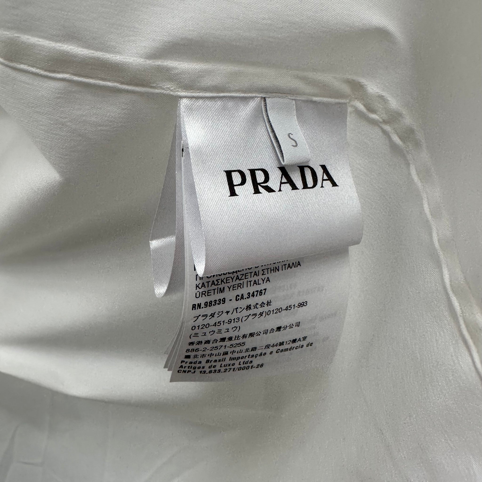 Prada White Patch Logo Zip Up Shirt