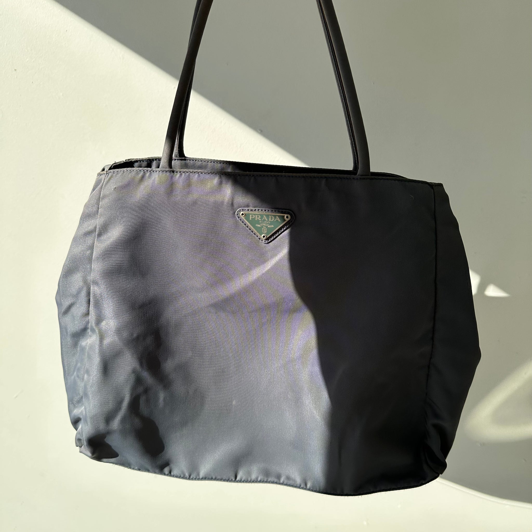 Prada Hand Bag Nylon Blue