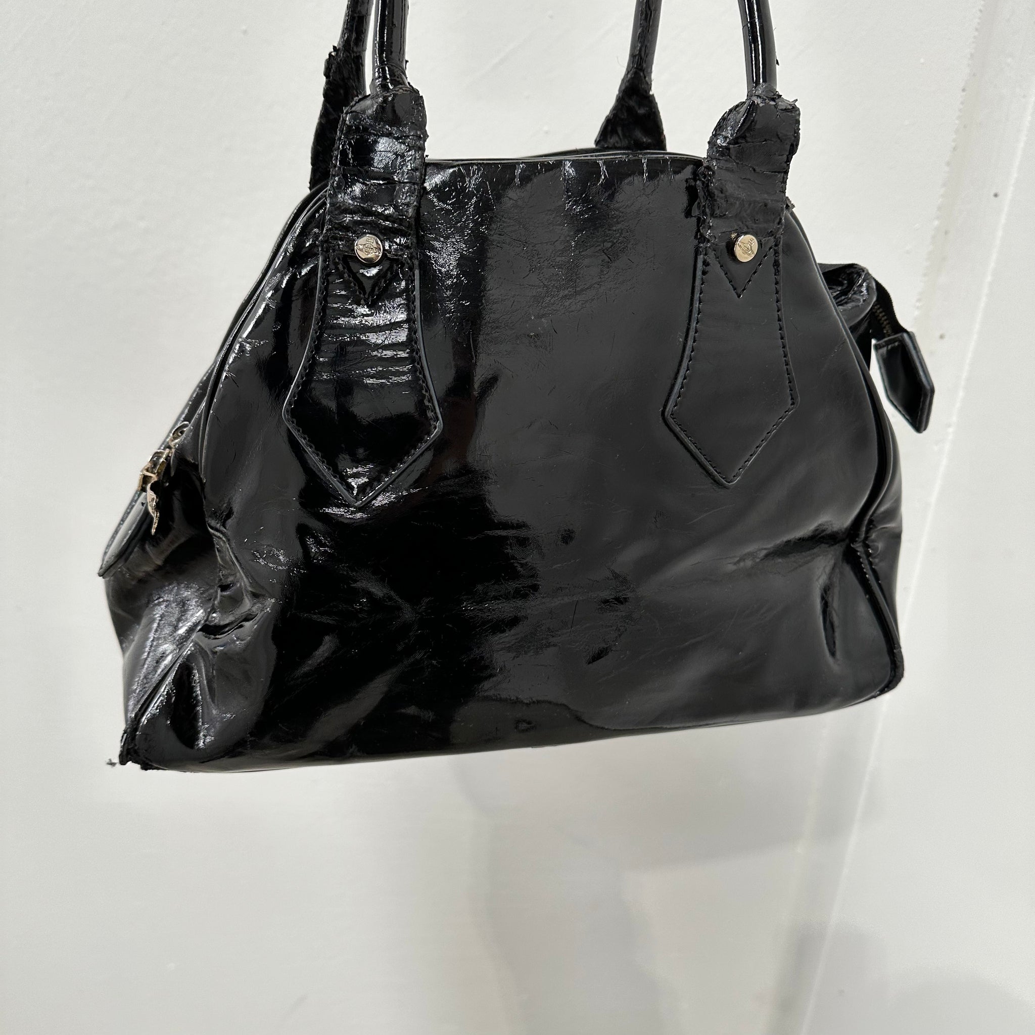 Vivienne Westwood Large Classic Orb Black Patent Leather Tote Bag