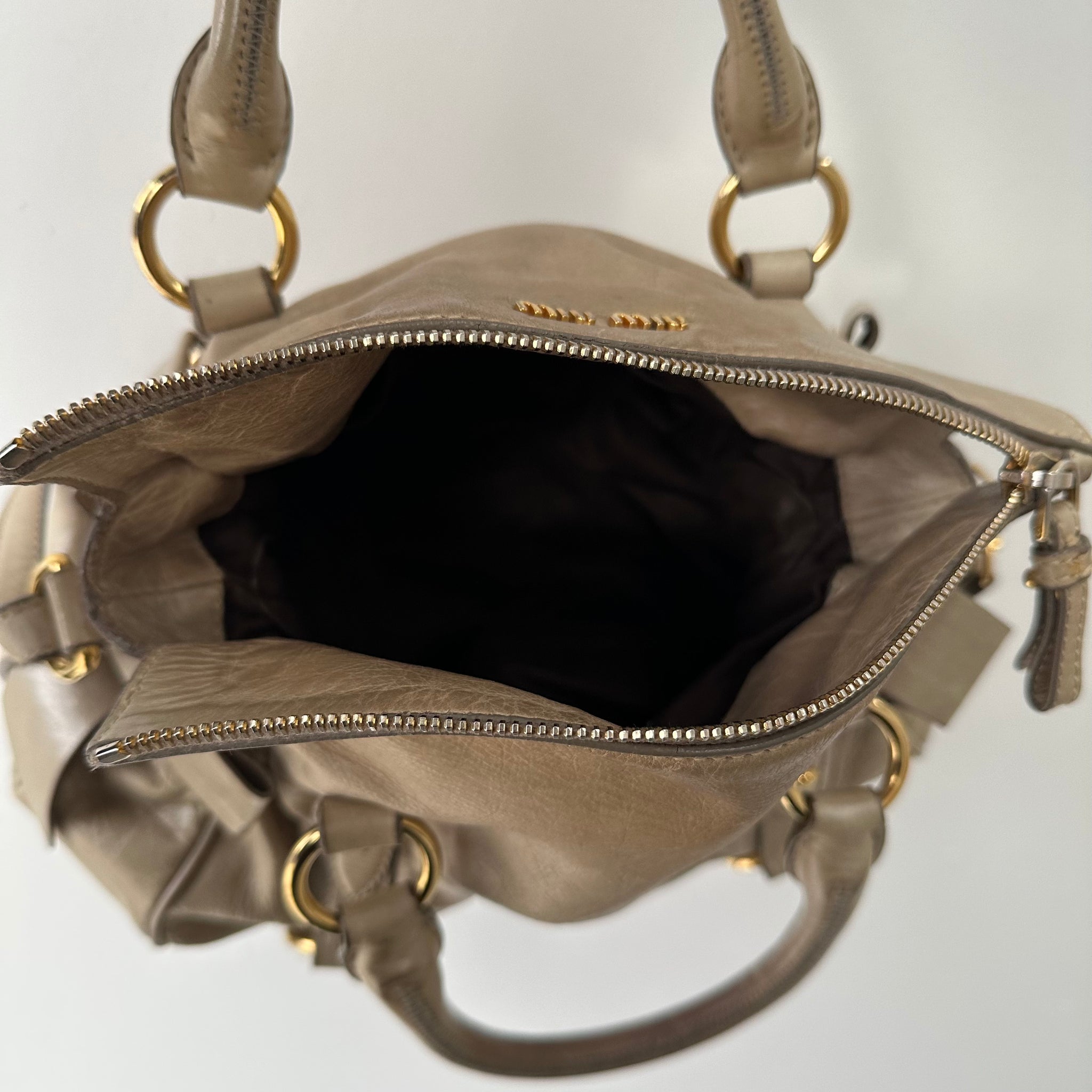Miu Miu Beige Leather Shoulder Bag
