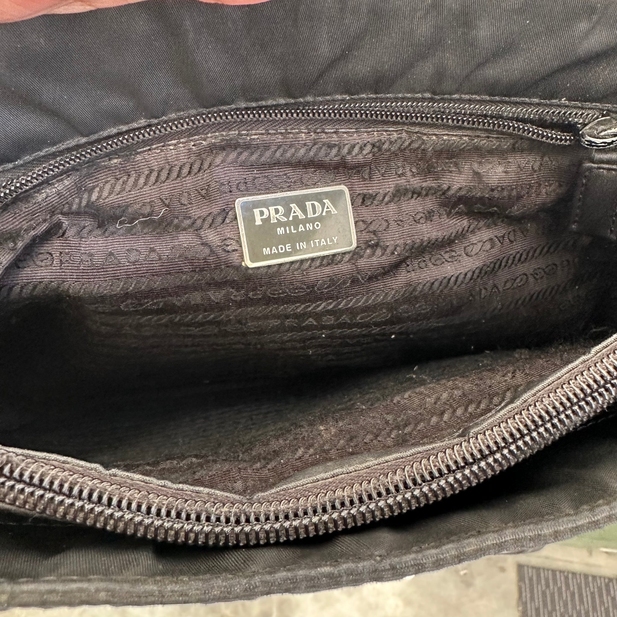 Prada Medium Tote Bag Double Strap Nylon Black
