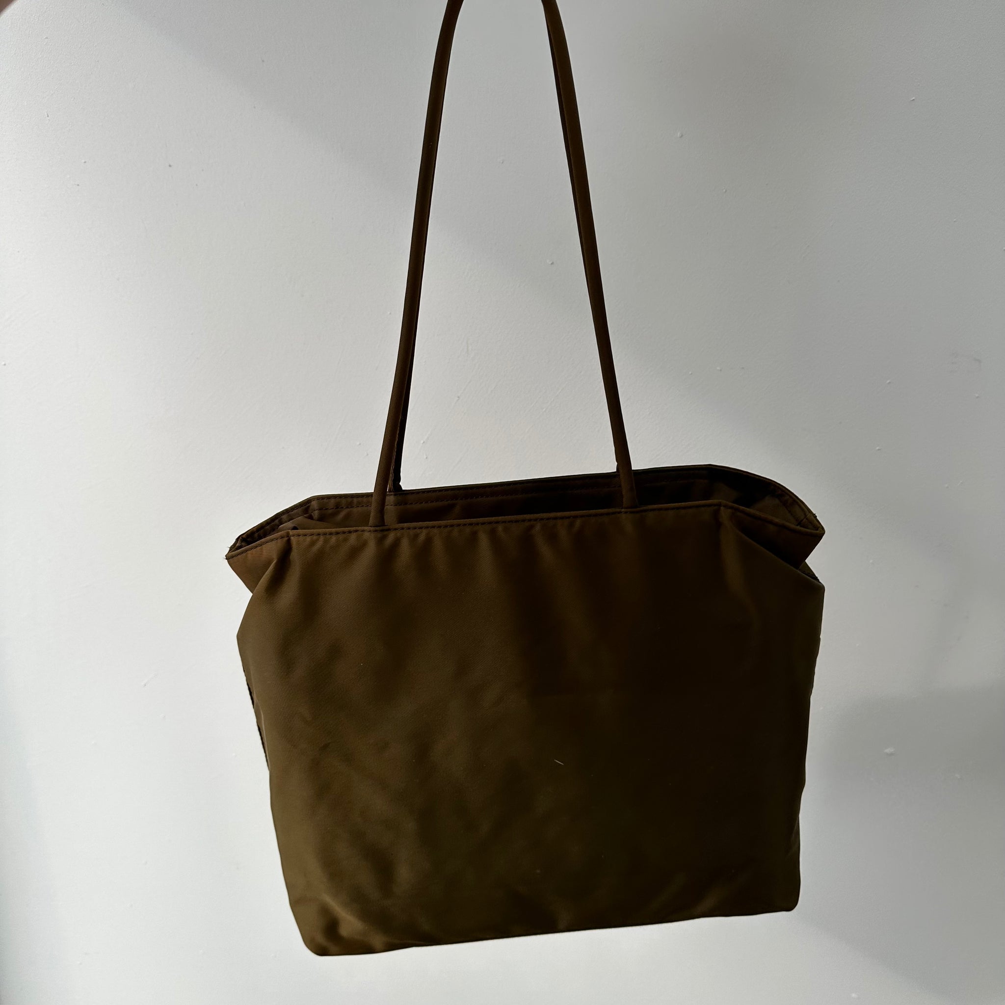 Prada Long Strap Tote Bag Nylon Brown