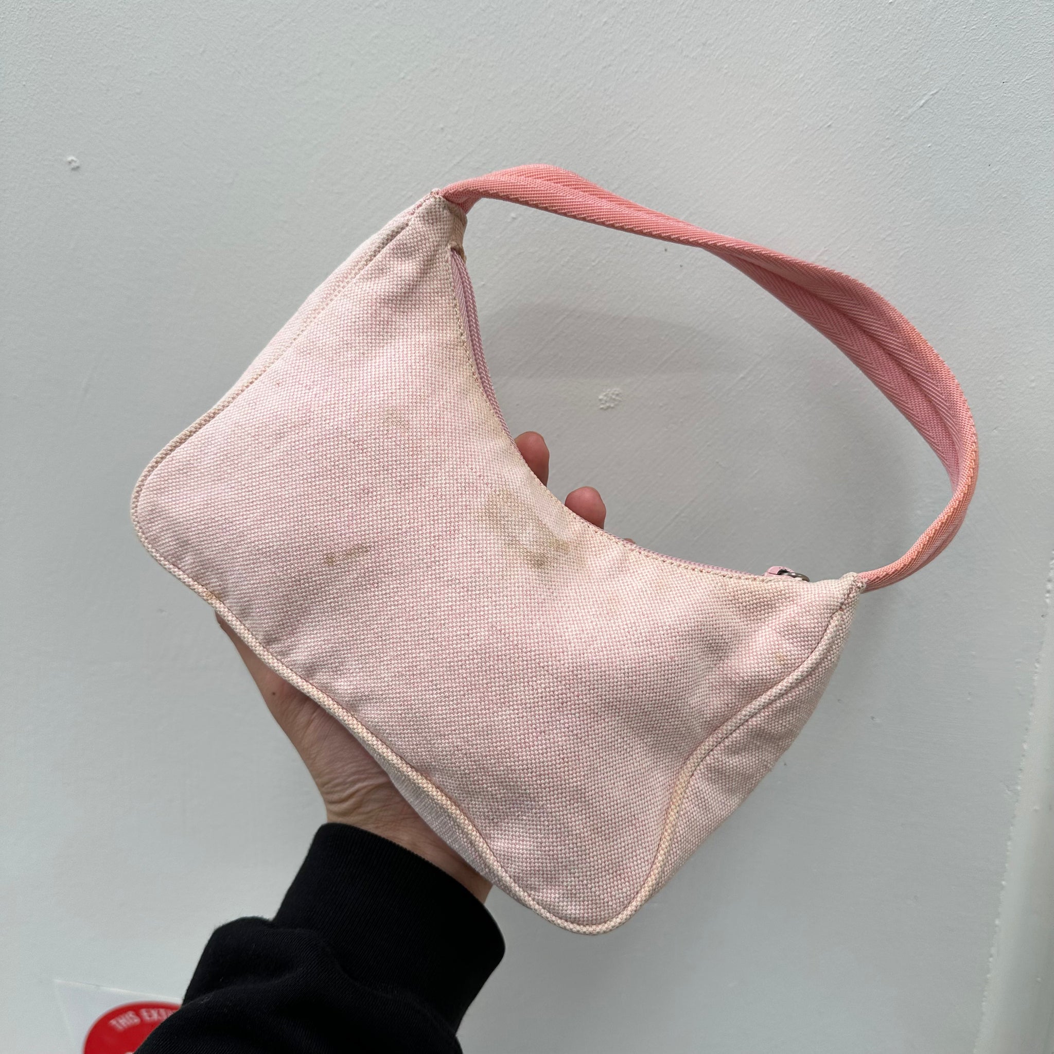 Prada Pink Logo Shoulder Hobo Bag