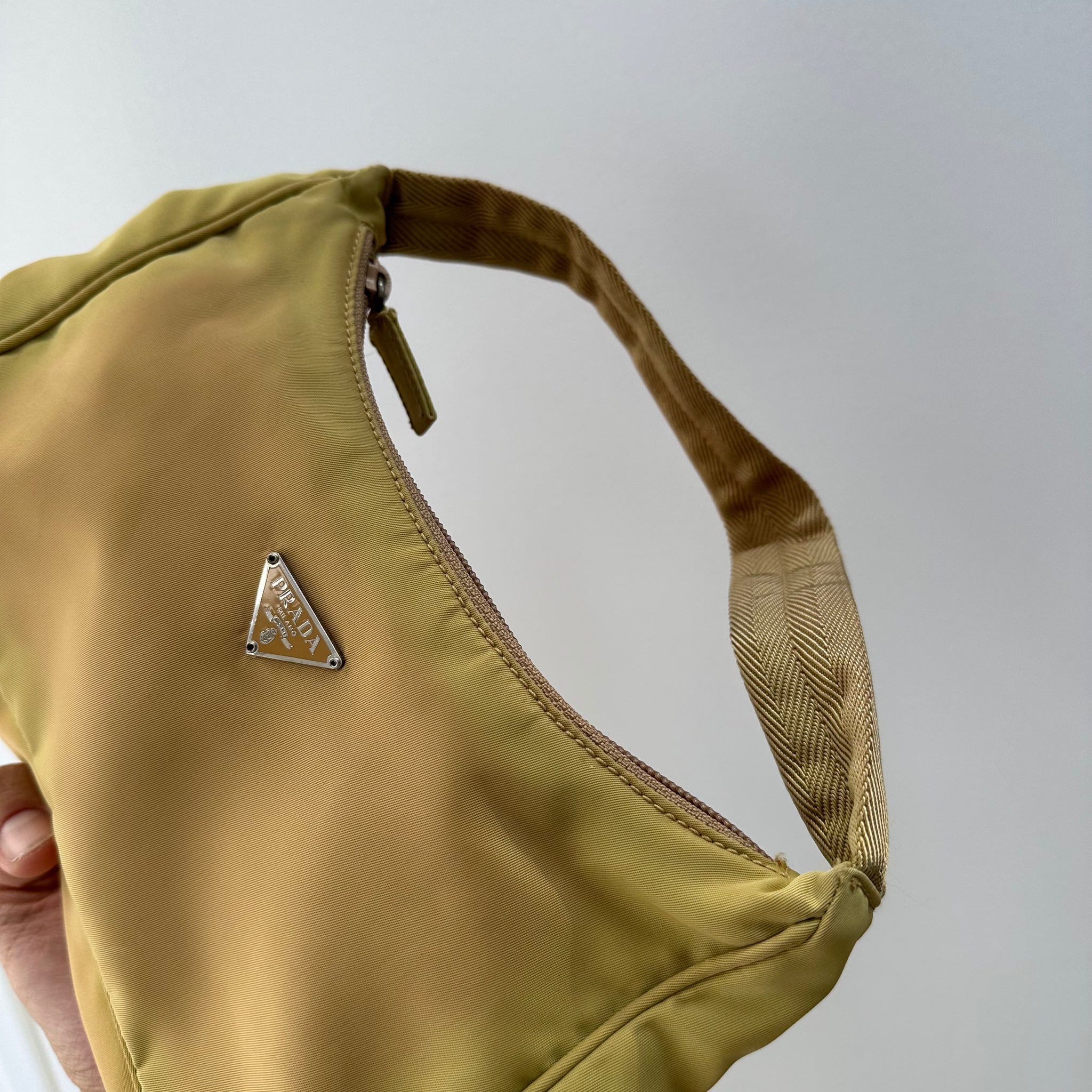 Prada Shoulder Hobo Bag Nylon Yellow