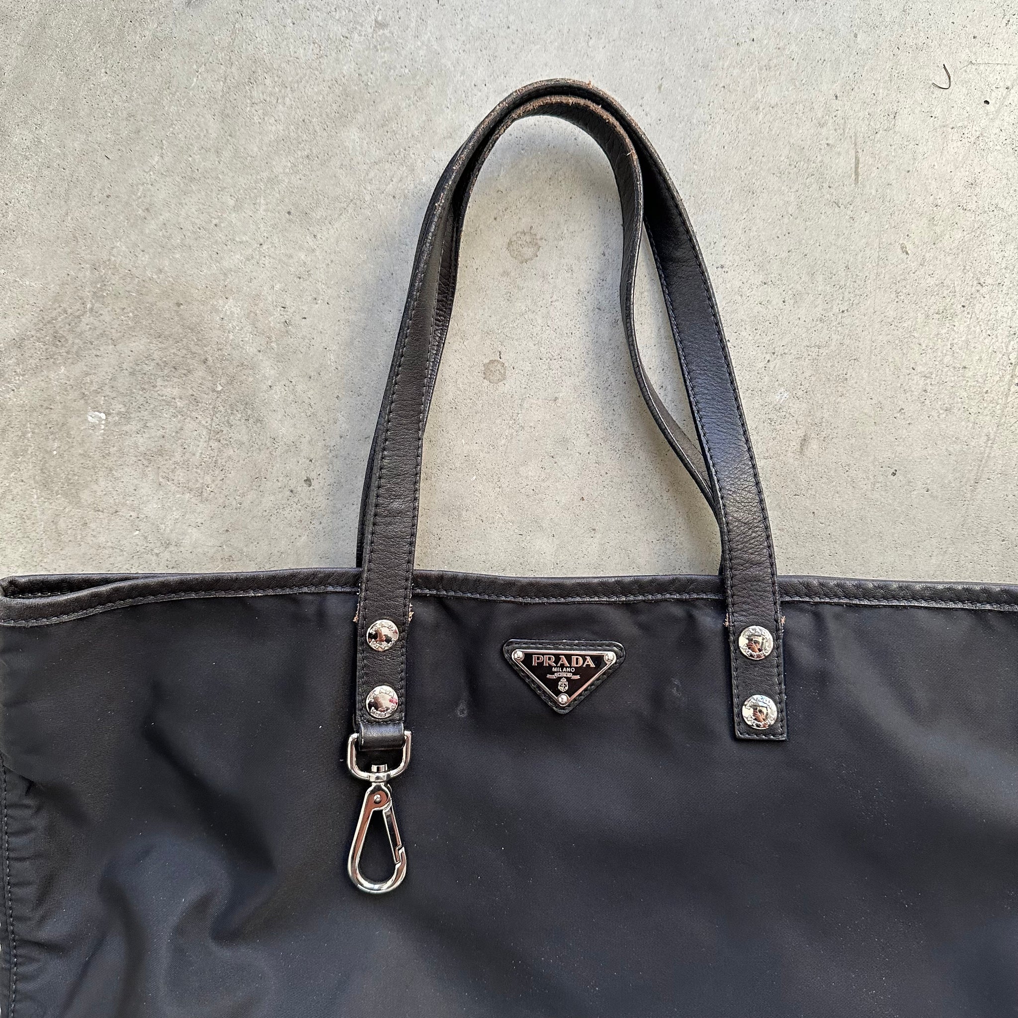Prada Black Tote Bag with Keychain Clip