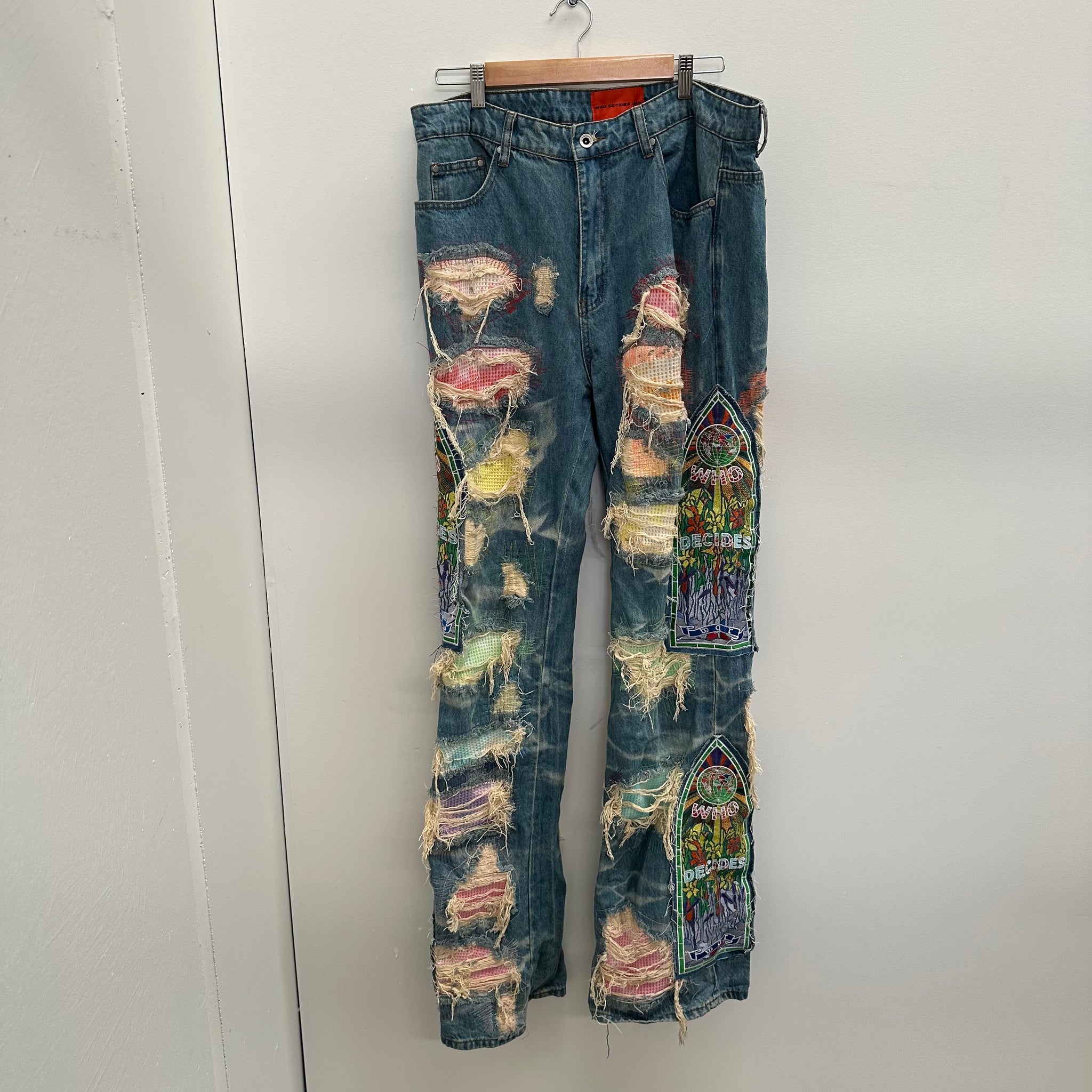 Who Decides War Patchwork Multi Colour Jeans Size 36