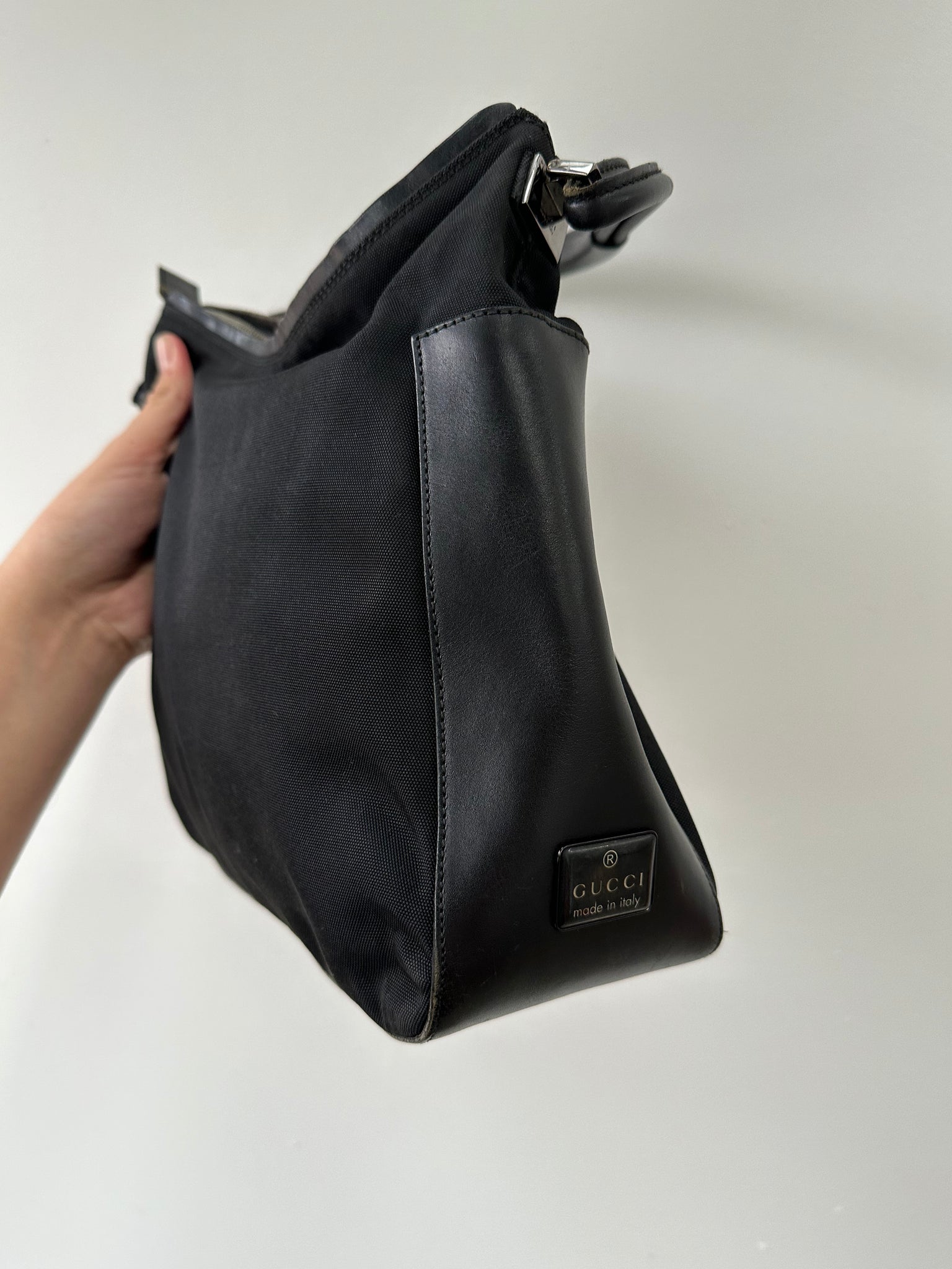 Gucci Black Shoulder Bag Nylon and Leather
