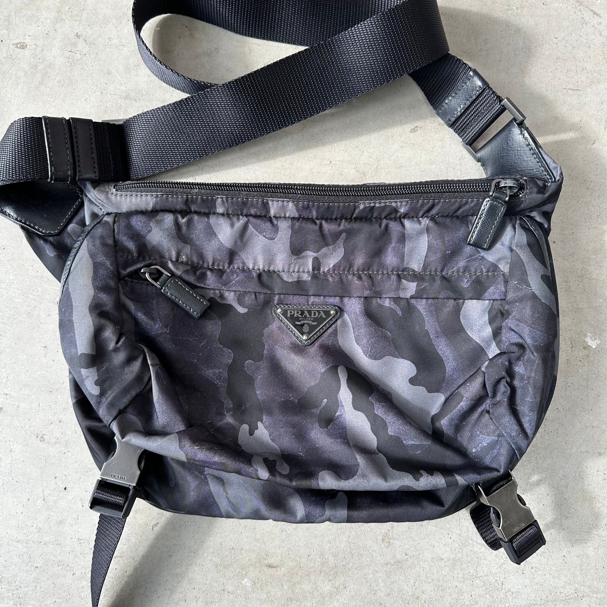 Prada Camo Messenger Bag with Buckles