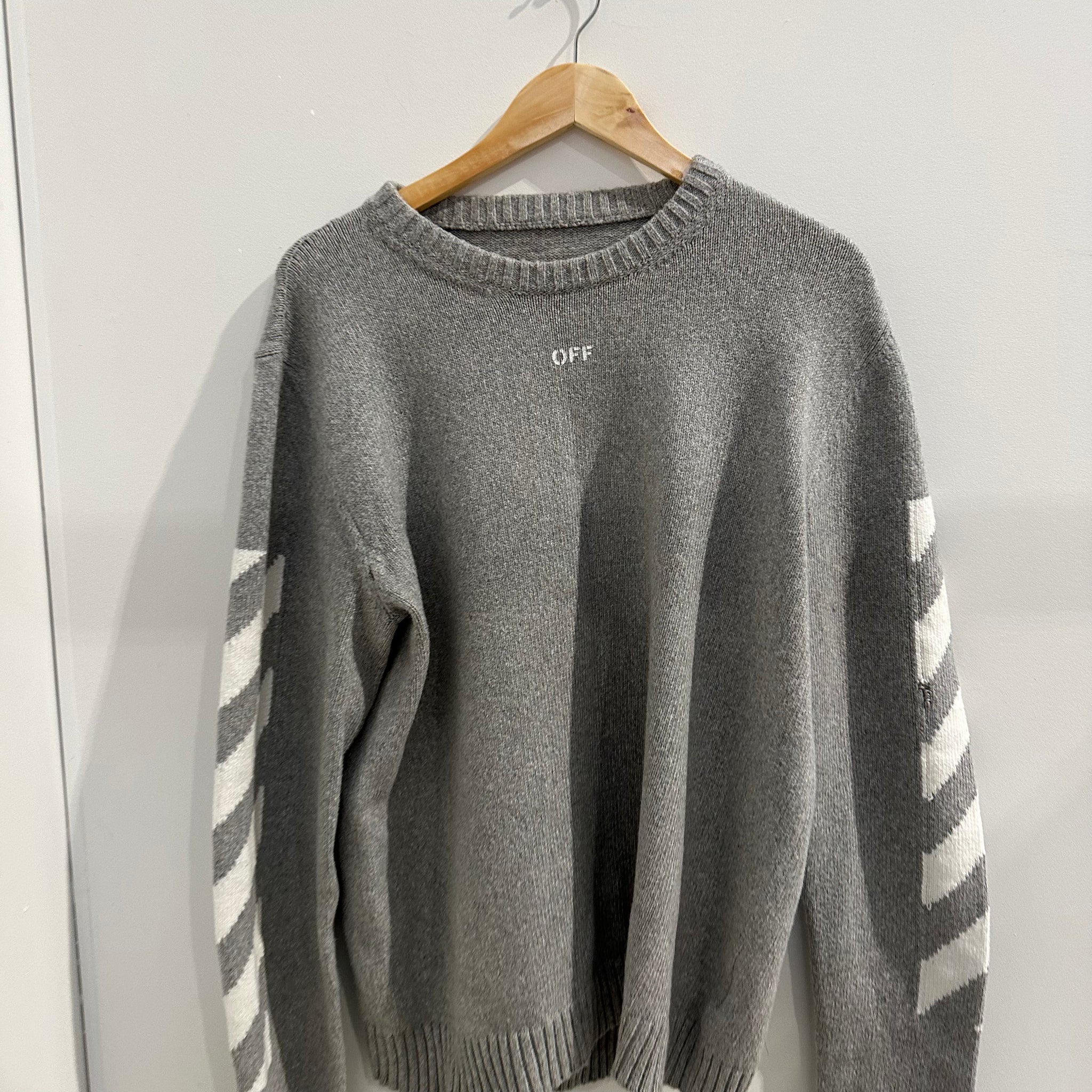 Off-White Grey Diag Arrow Sweater Fits L-XL