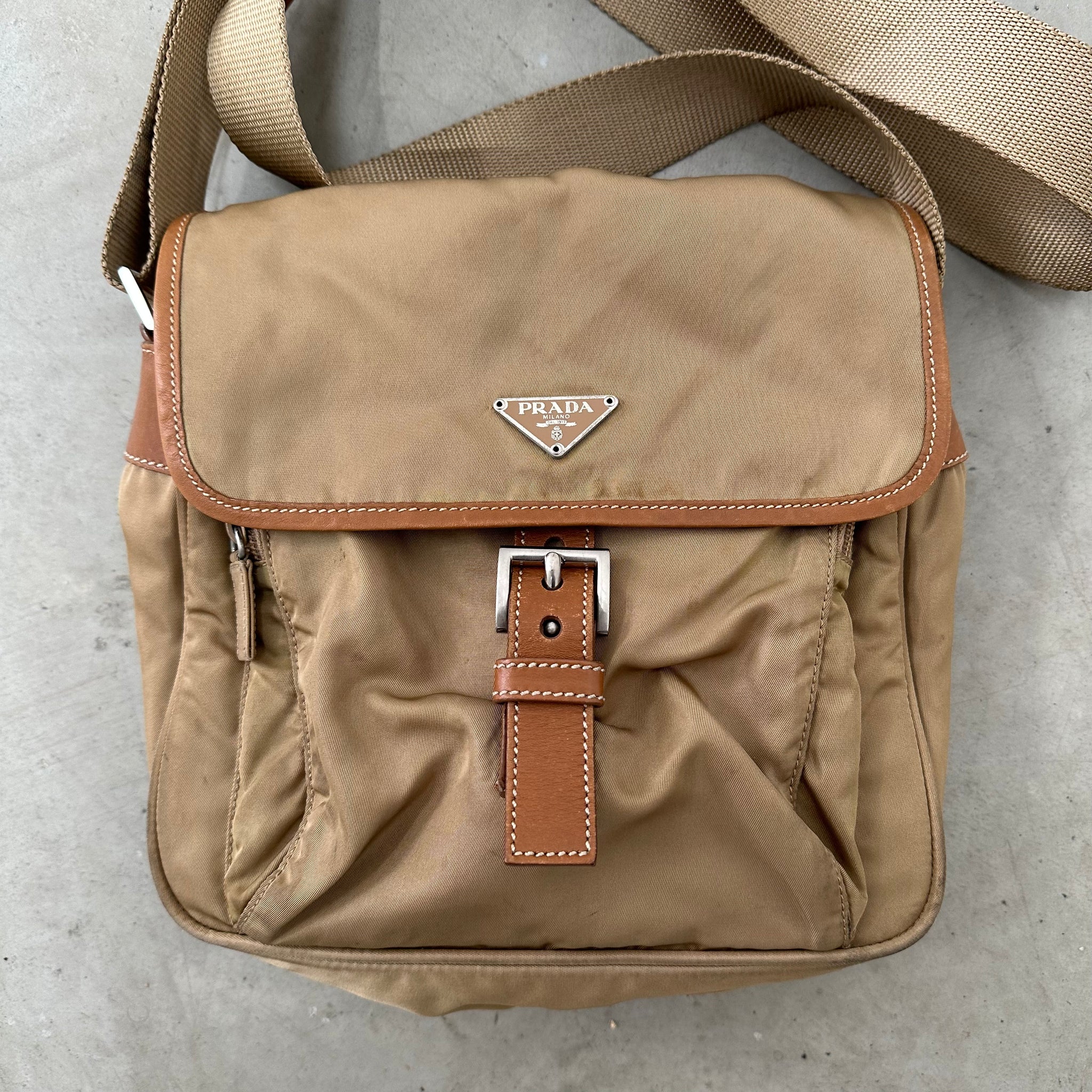 Prada Brown Messenger Nylon Bag