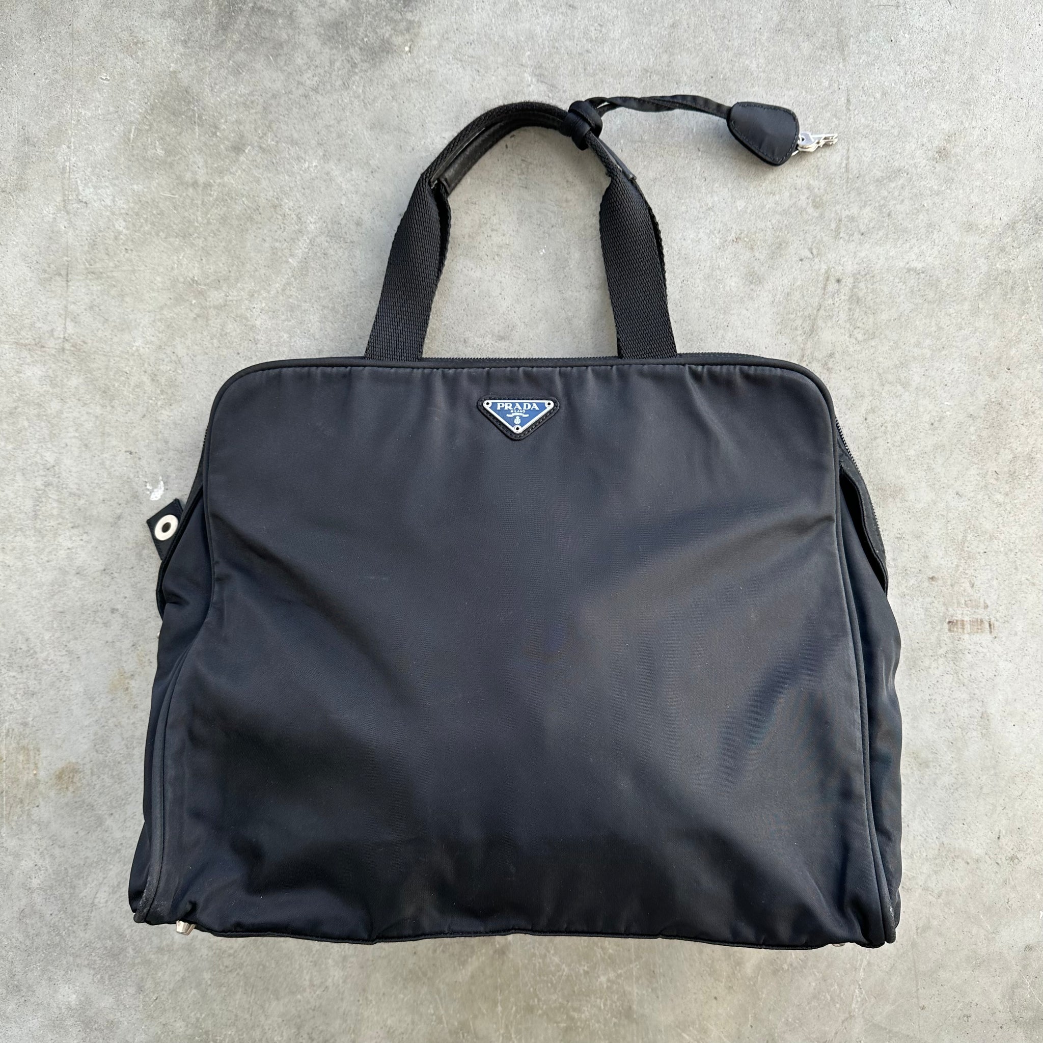 Prada Large Zip Around Hand Bag Nylon Black