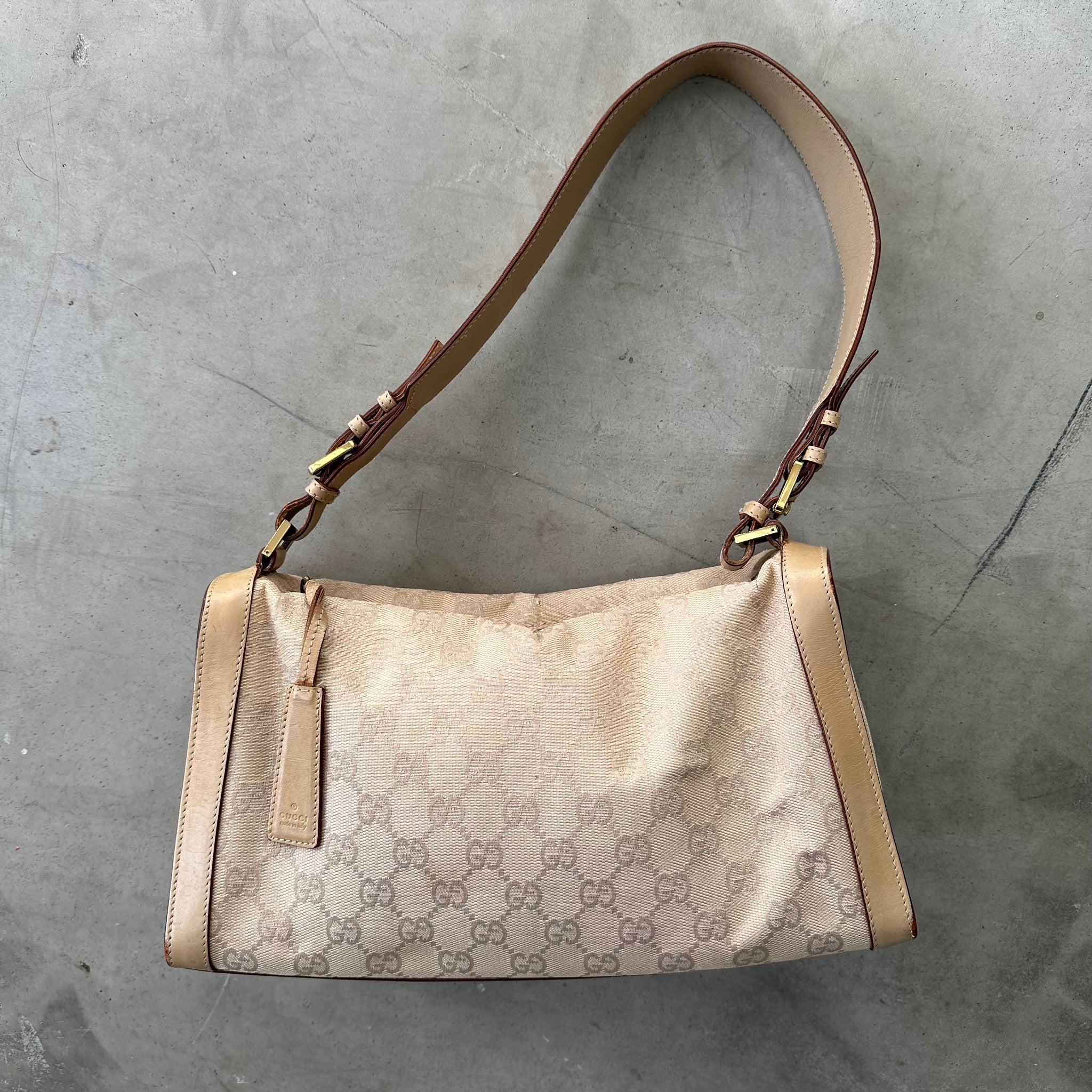 Gucci Beige GG Logo Shoulder Bag