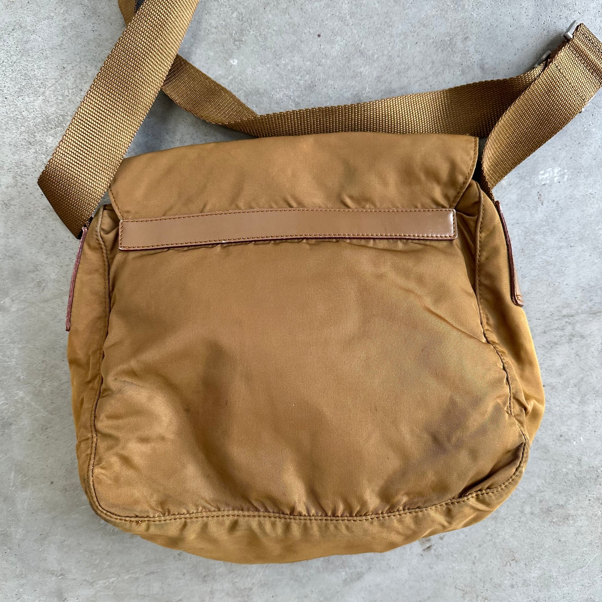 Prada Messenger Crossbody Bag Nylon Caramel Brown