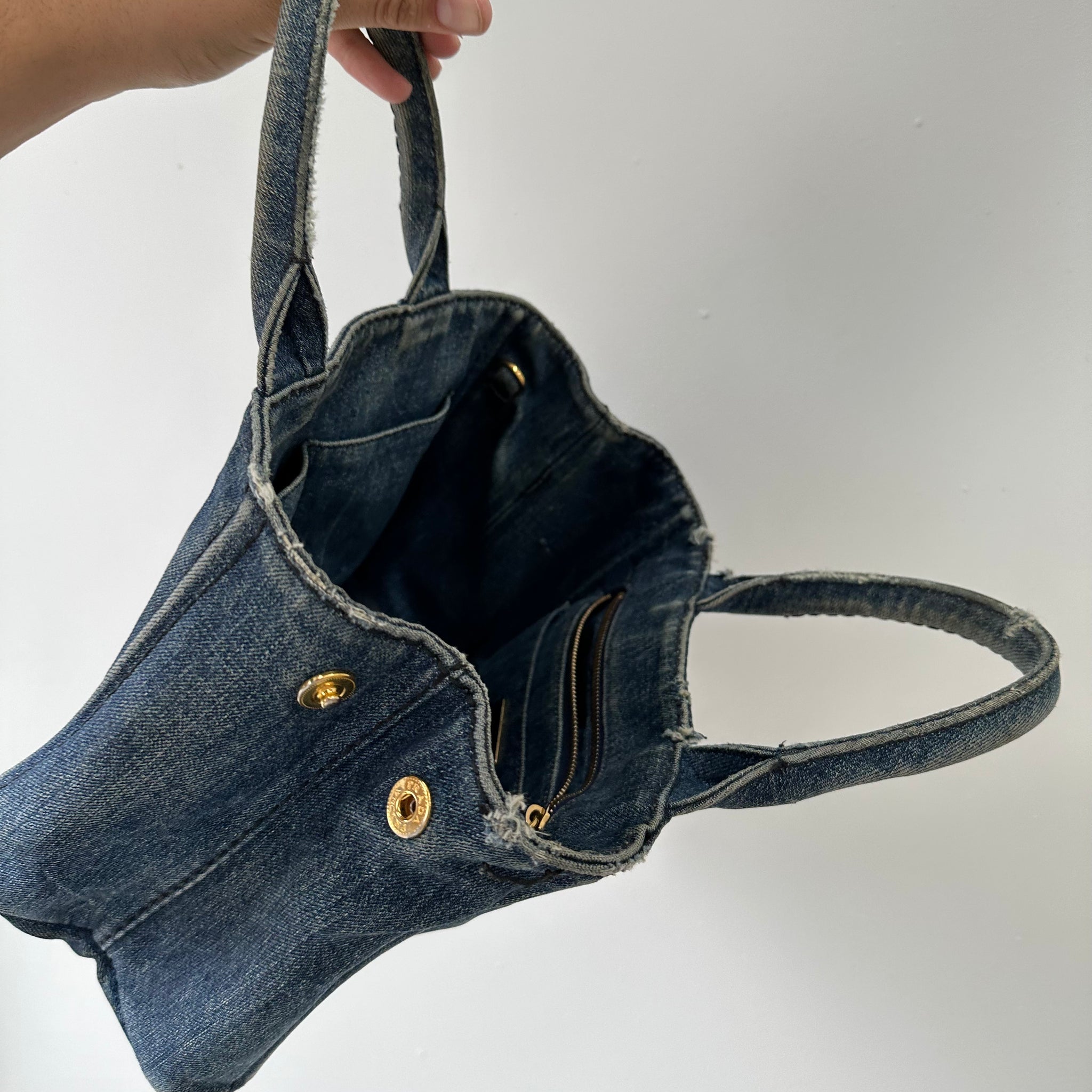 Prada Canapa Mini Tote Bag Denim