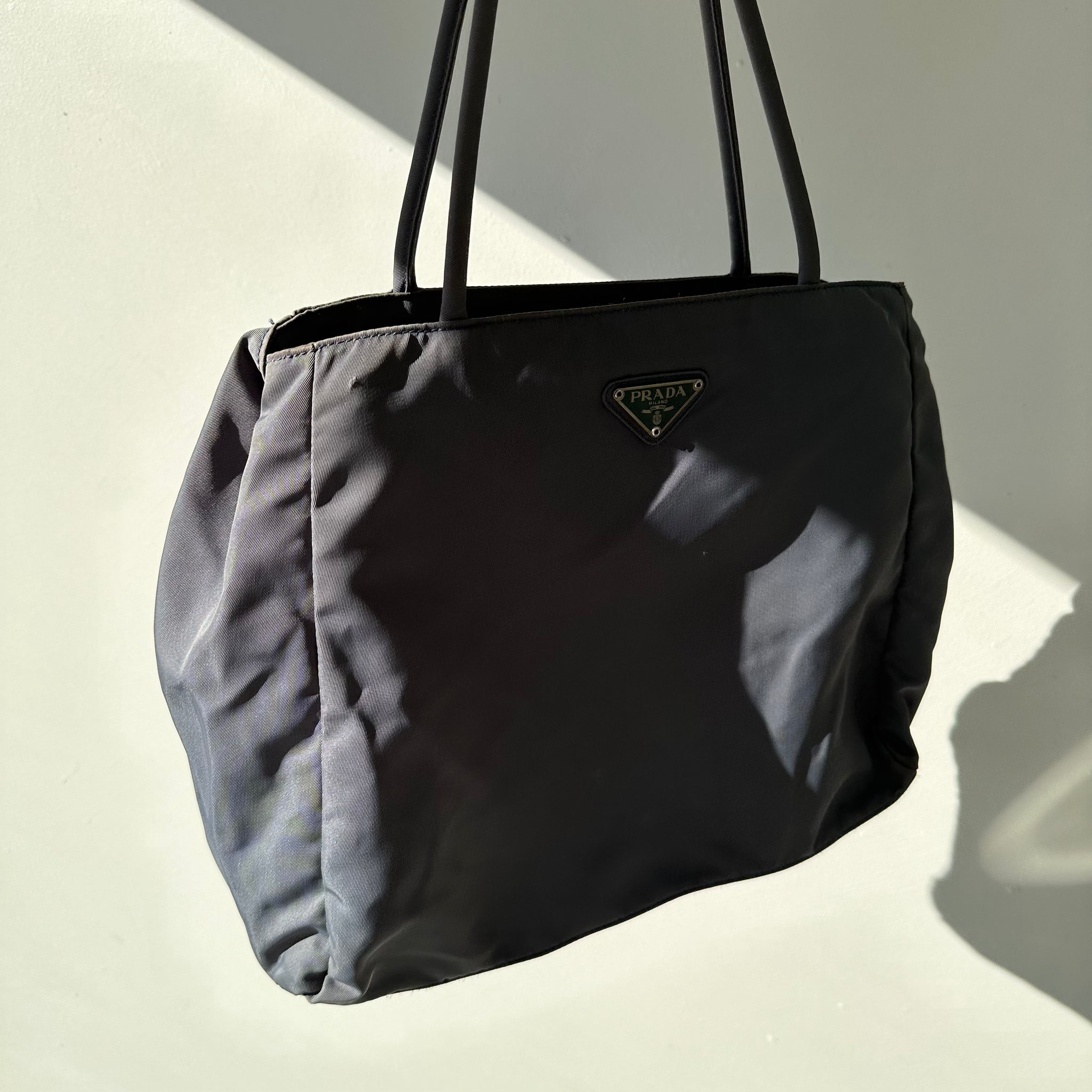 Prada Hand Bag Nylon Blue
