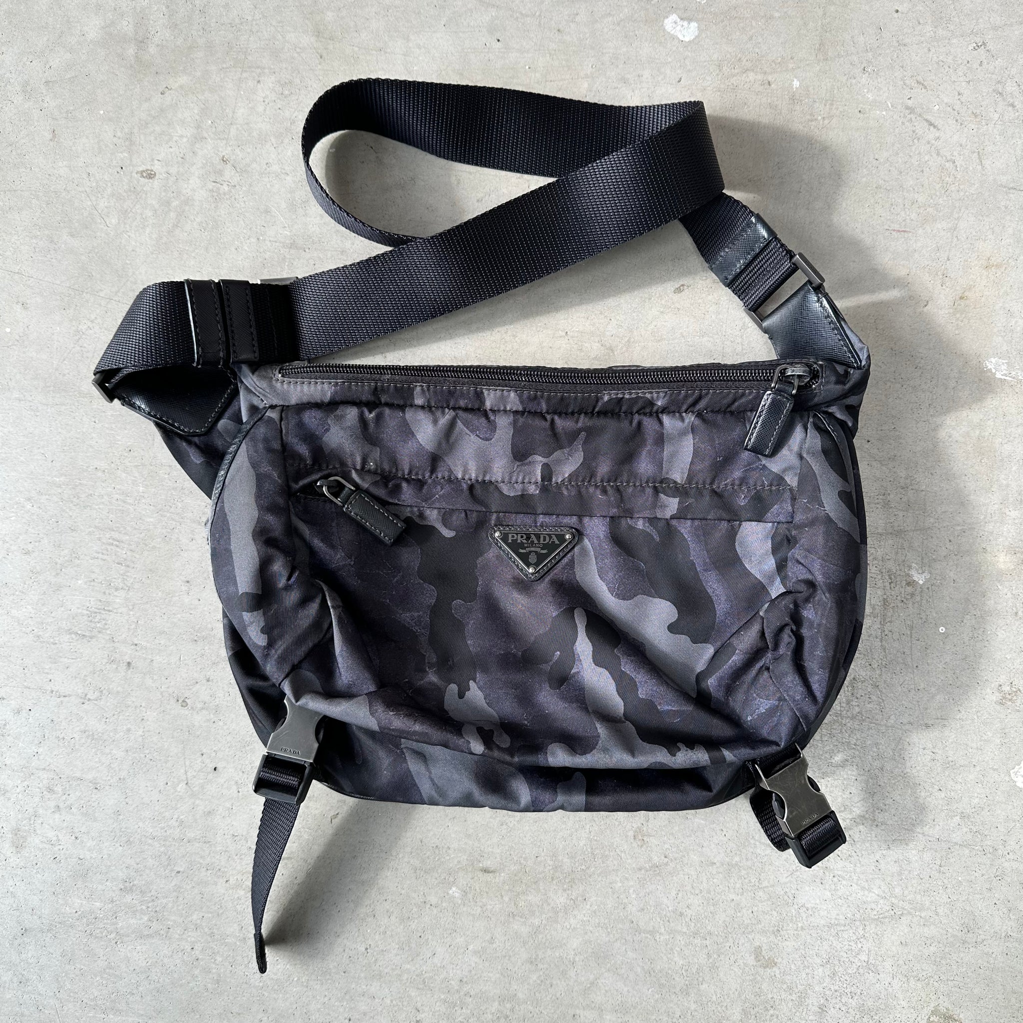 Prada Camo Messenger Bag with Buckles