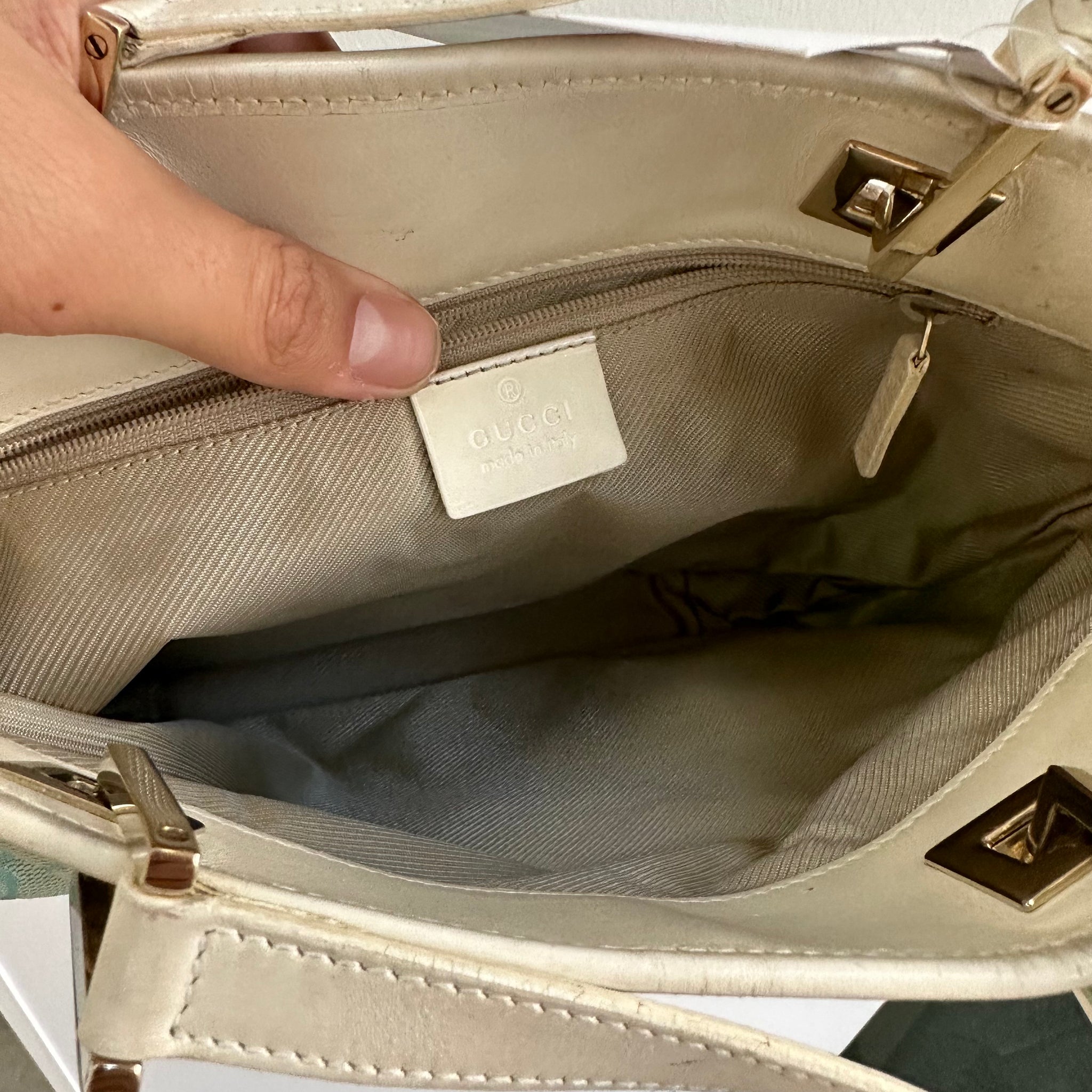 Gucci Mini Metal Squre Tote Bag Canvas Blue