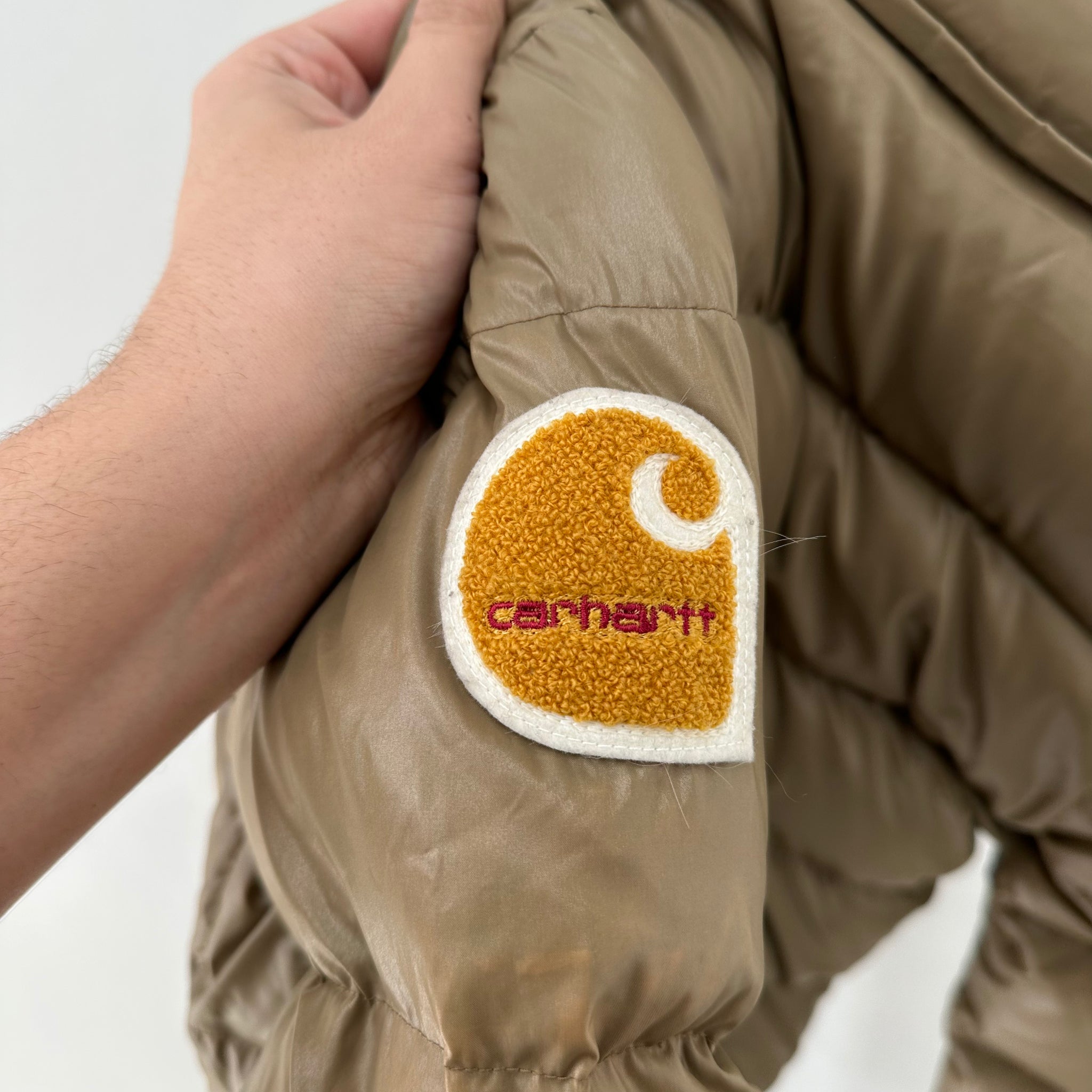 Carhartt Side Logo Brown Puffer Jacket Size M