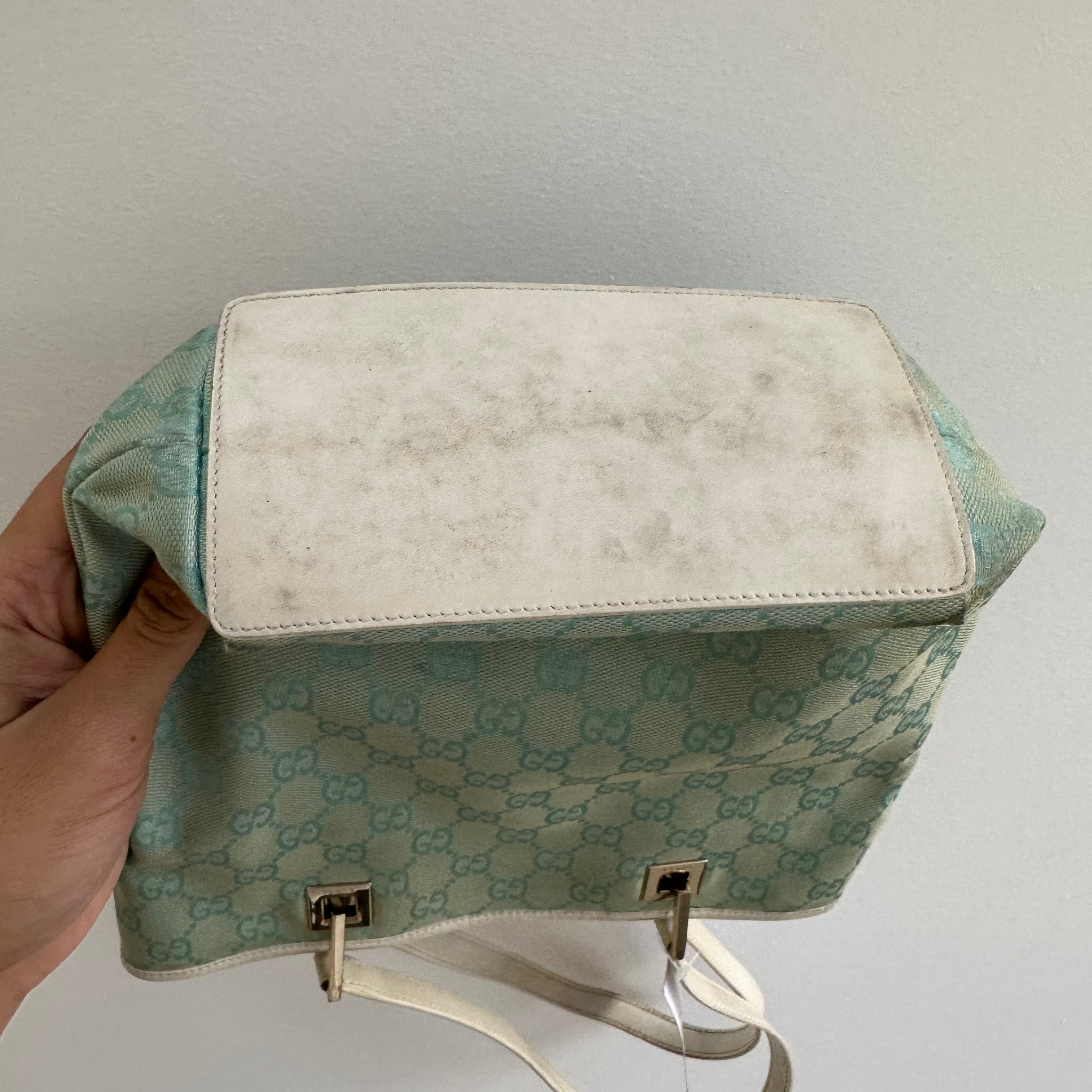 Gucci Mini Metal Squre Tote Bag Canvas Blue