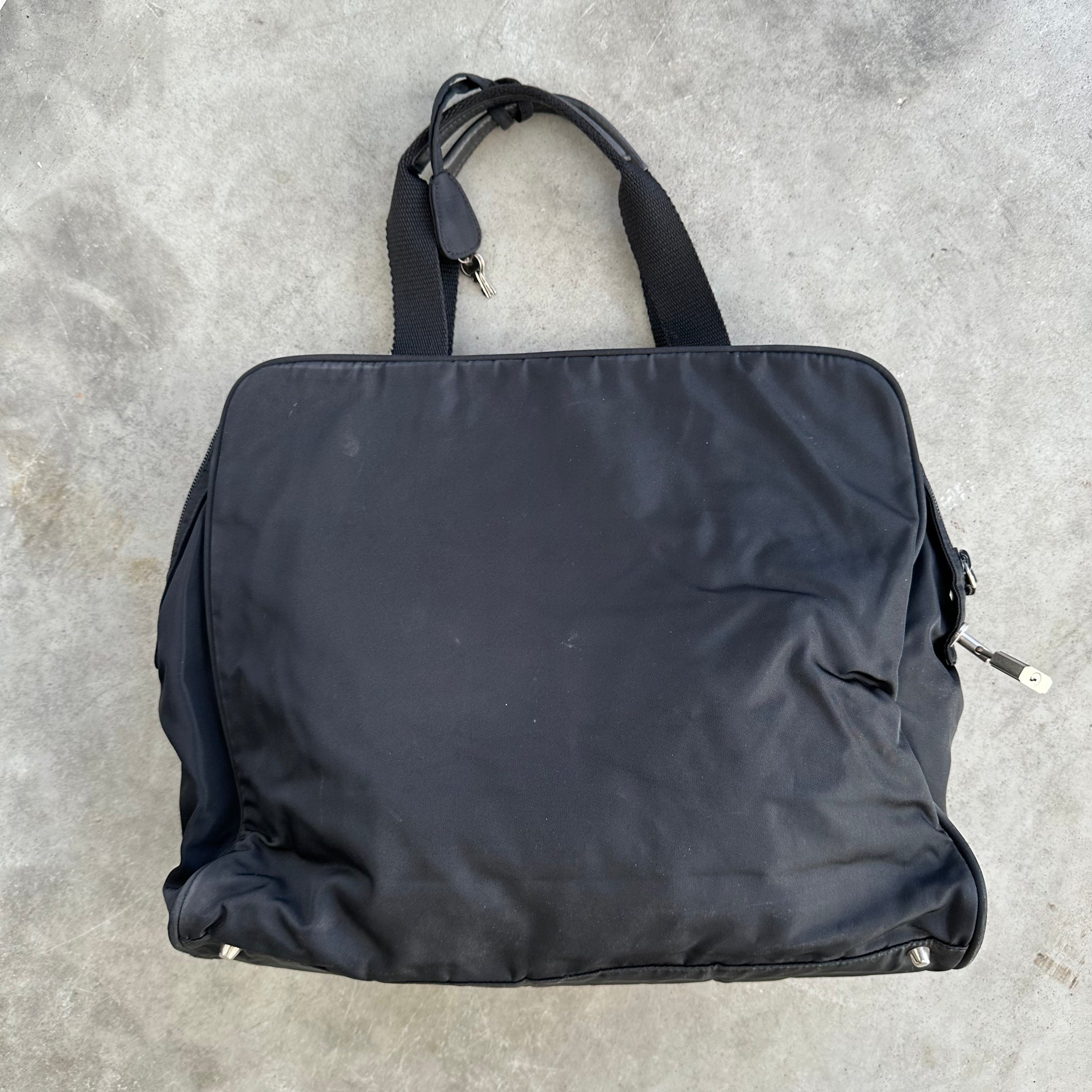 Prada Large Zip Around Hand Bag Nylon Black