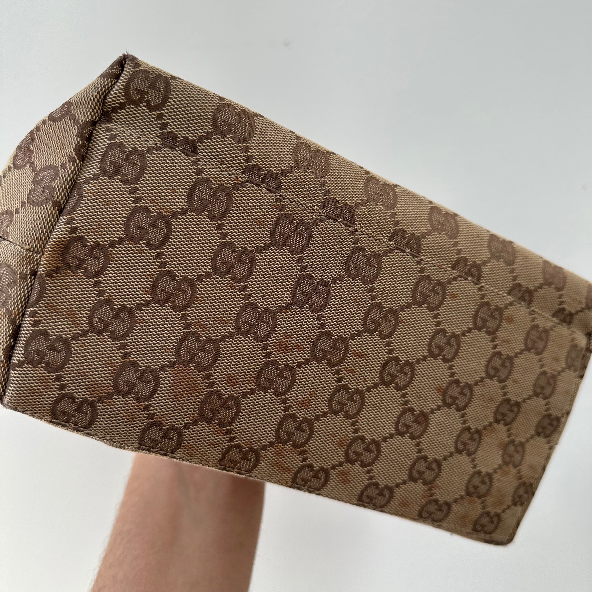 Gucci Front Zip Shoulder Bag Canvas