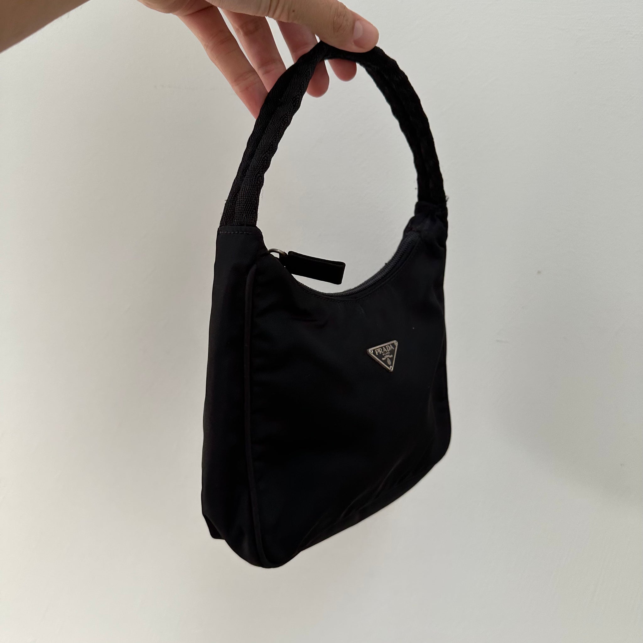 Prada Black Nylon Shoulder Hobo Bag