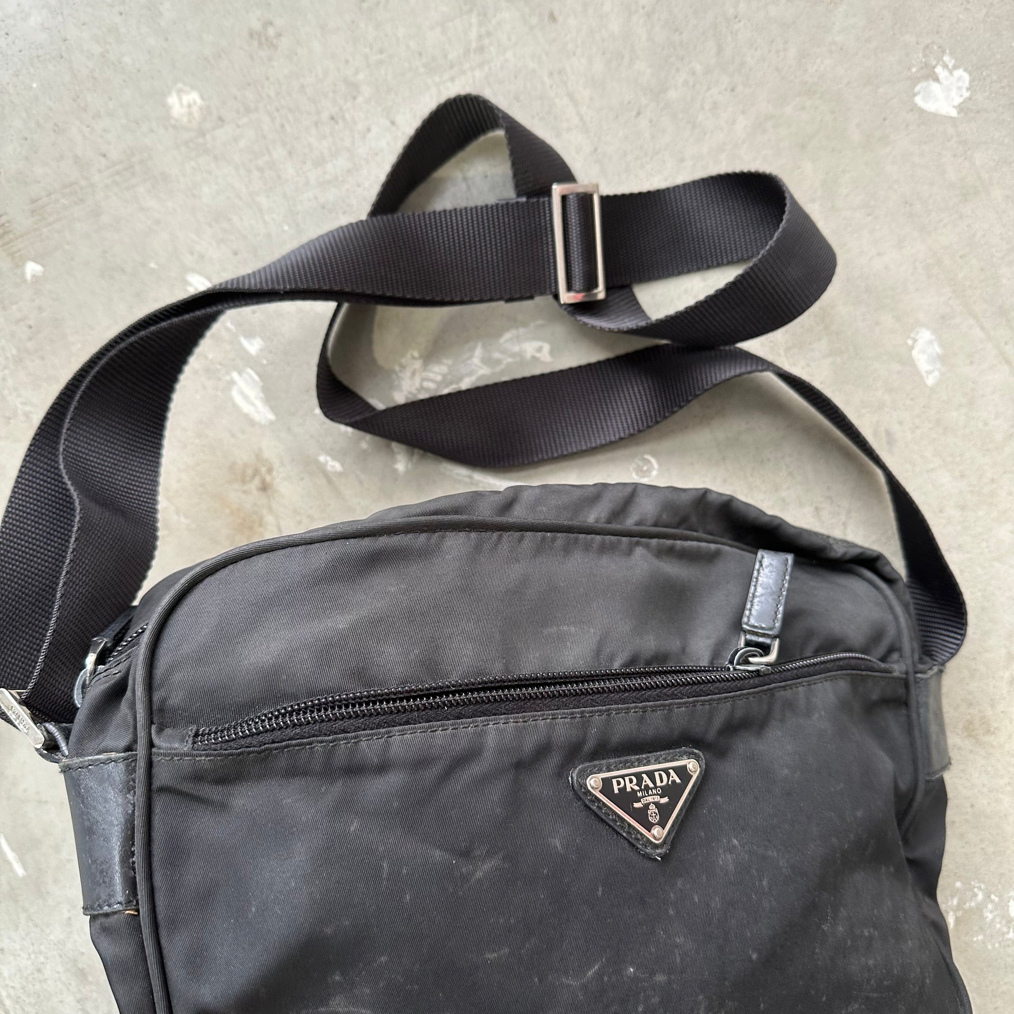 Prada Black Messenger Nylon Bag