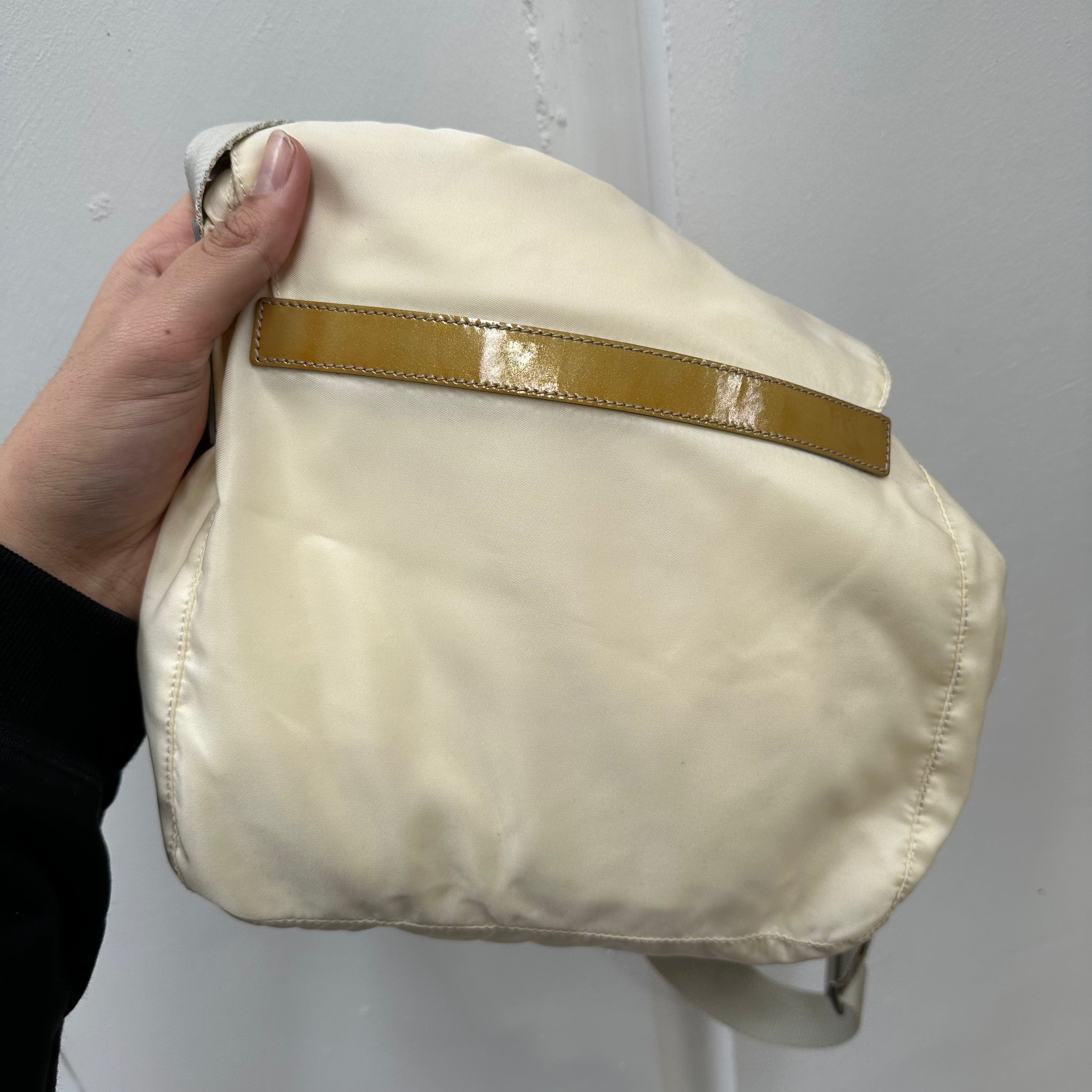Prada White Front Buckle Messenger Bag