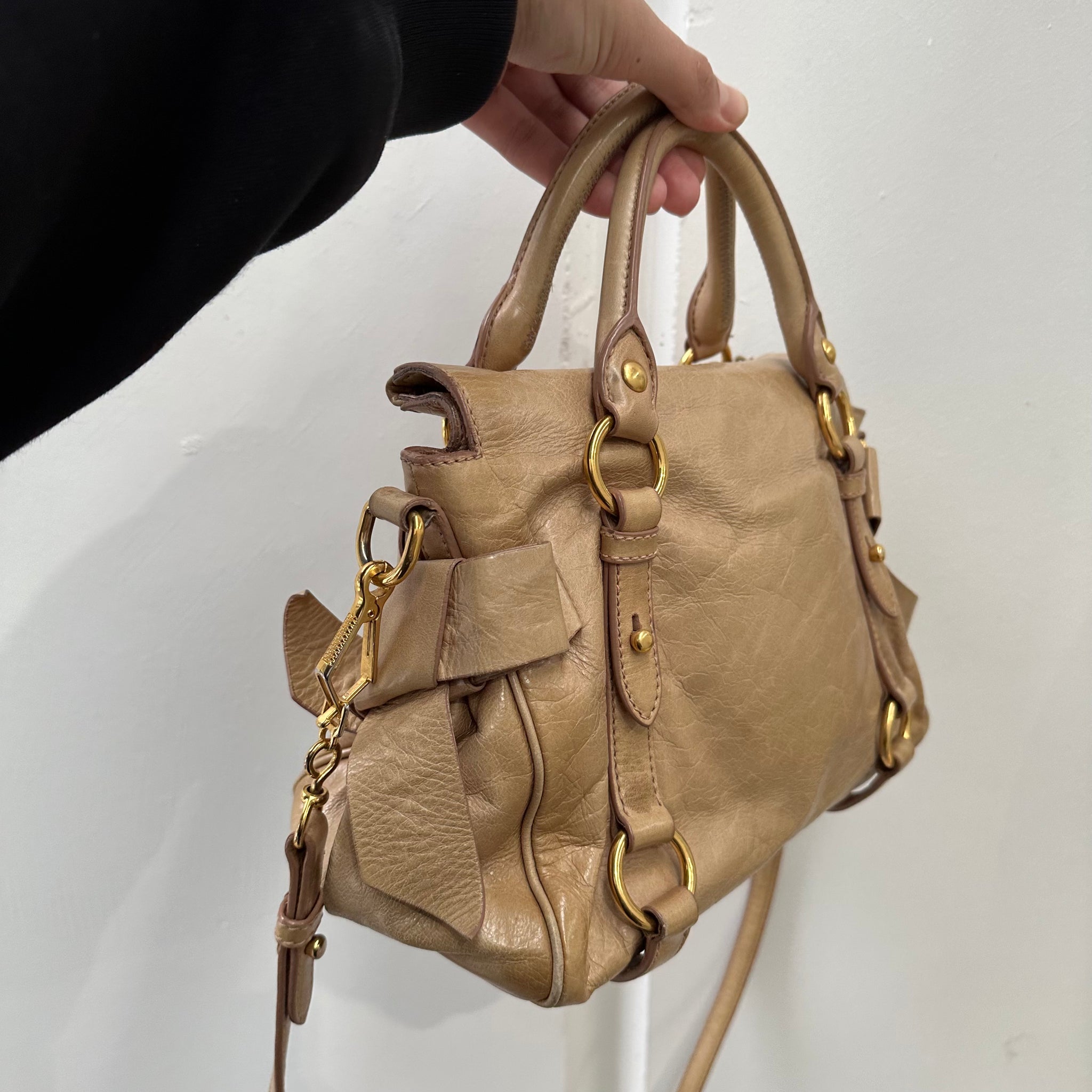 Miu Miu Beige Leather Hand Bag
