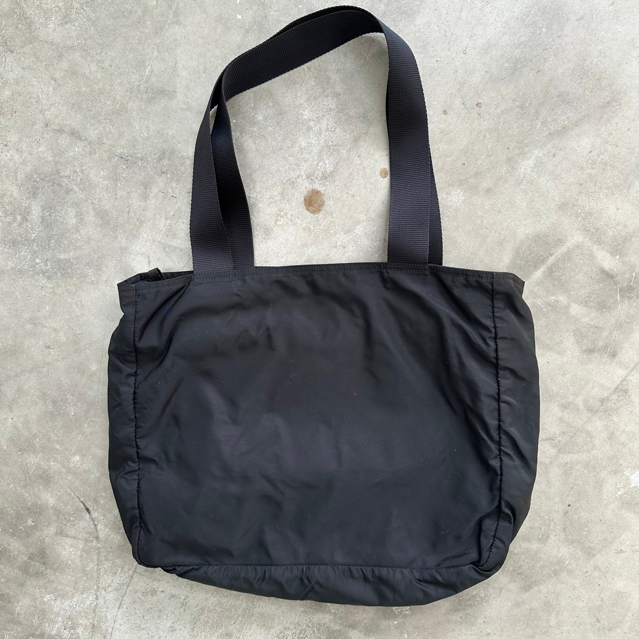 Prada Large Front Zip Tote Bag Black